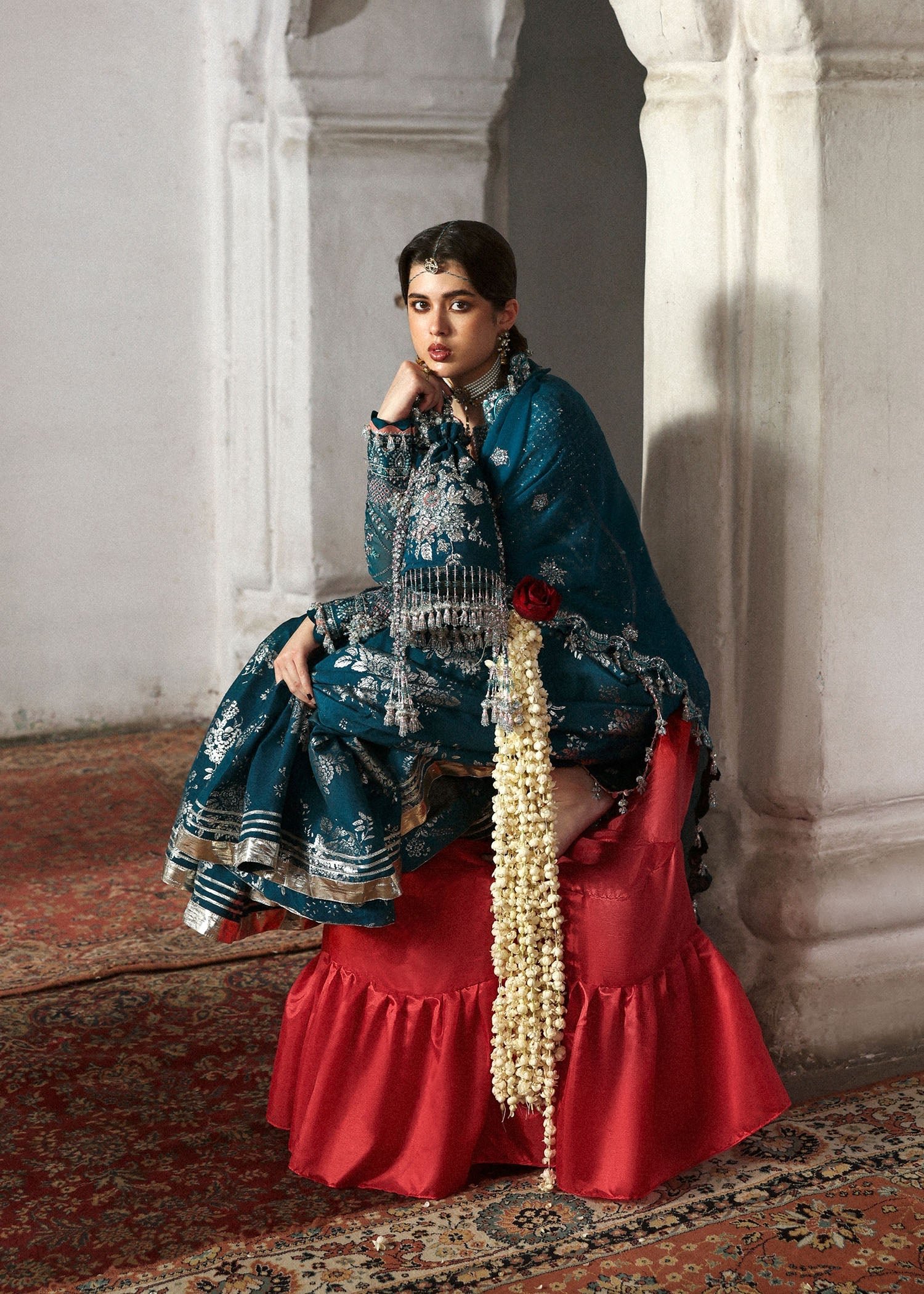 Hussain Rehar Embroidered Organza Party Wear Suit – Photoshoot Angle 7 Hussain Rehar Embroidered Organza Party Wear Suit - Designer Photoshoot Gallery Angle 7 | IQNAZ Couture
