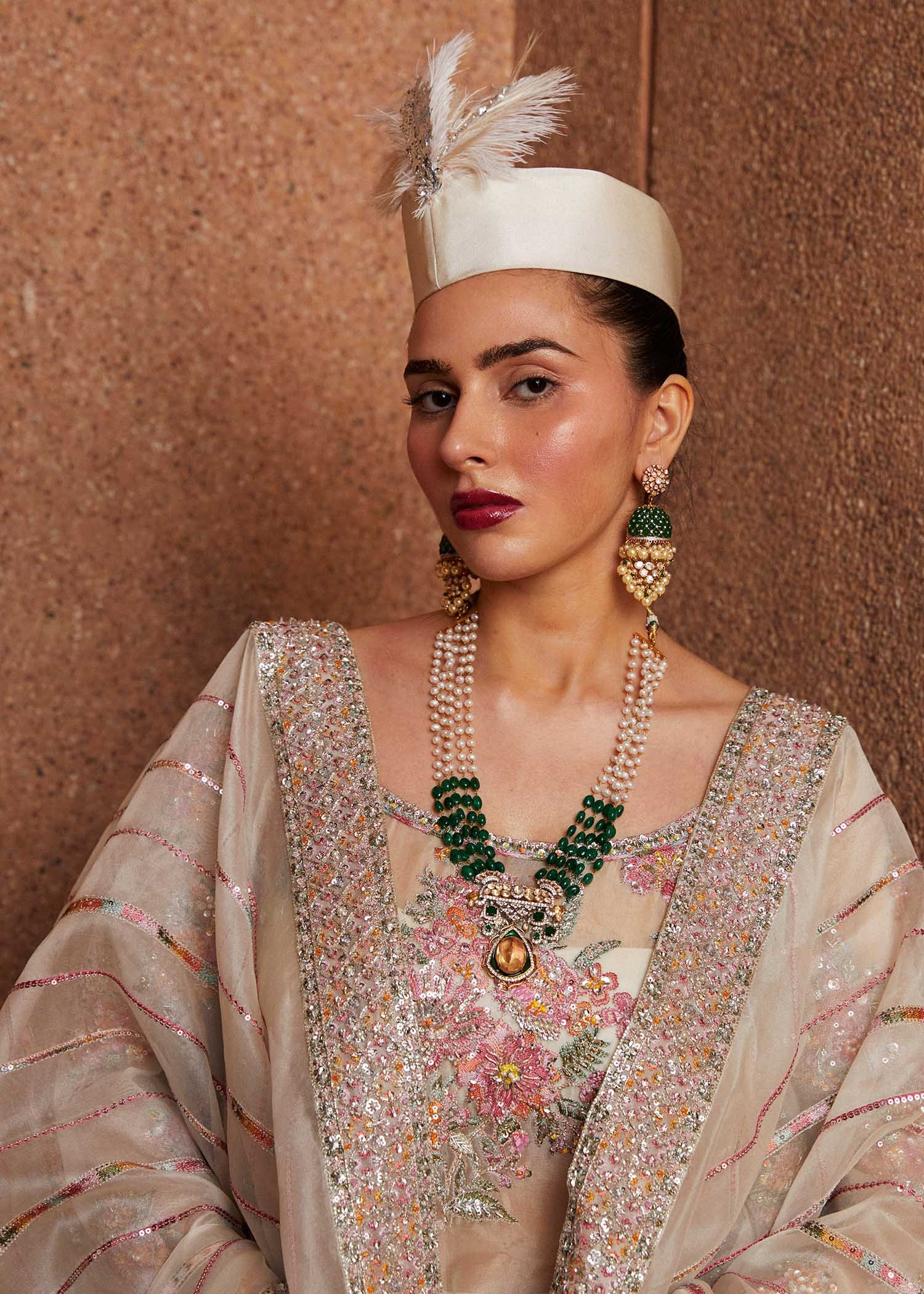 Hussain Rehar Euru Embroidered Organza Party Wear Suit - Designer Photoshoot Gallery Angle 6 | IQNAZ Couture
