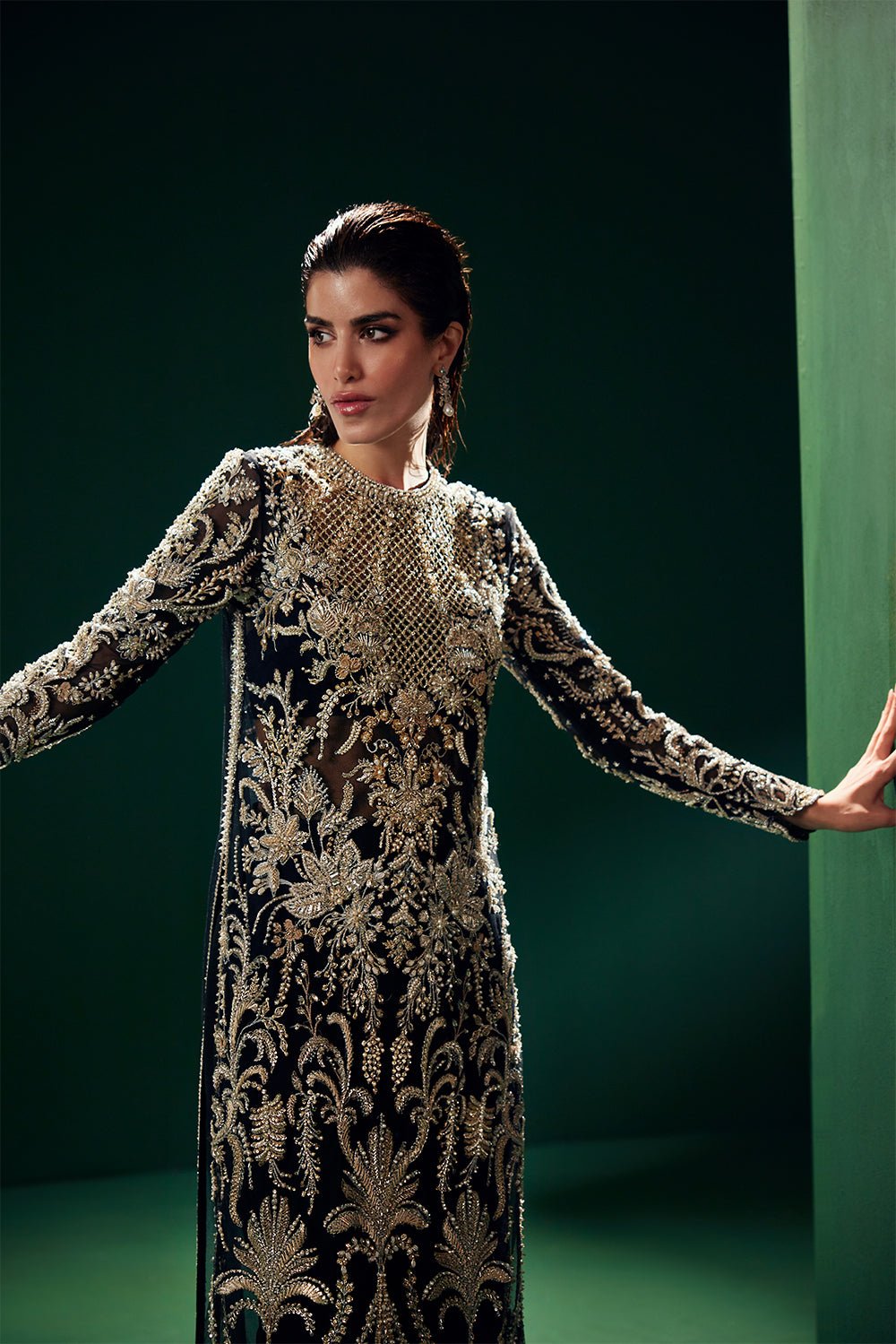 Soraya Eclat Embroidered Net Party Wear Suit - Embroidered Back & Daman Silhouette Detailing | IQNAZ