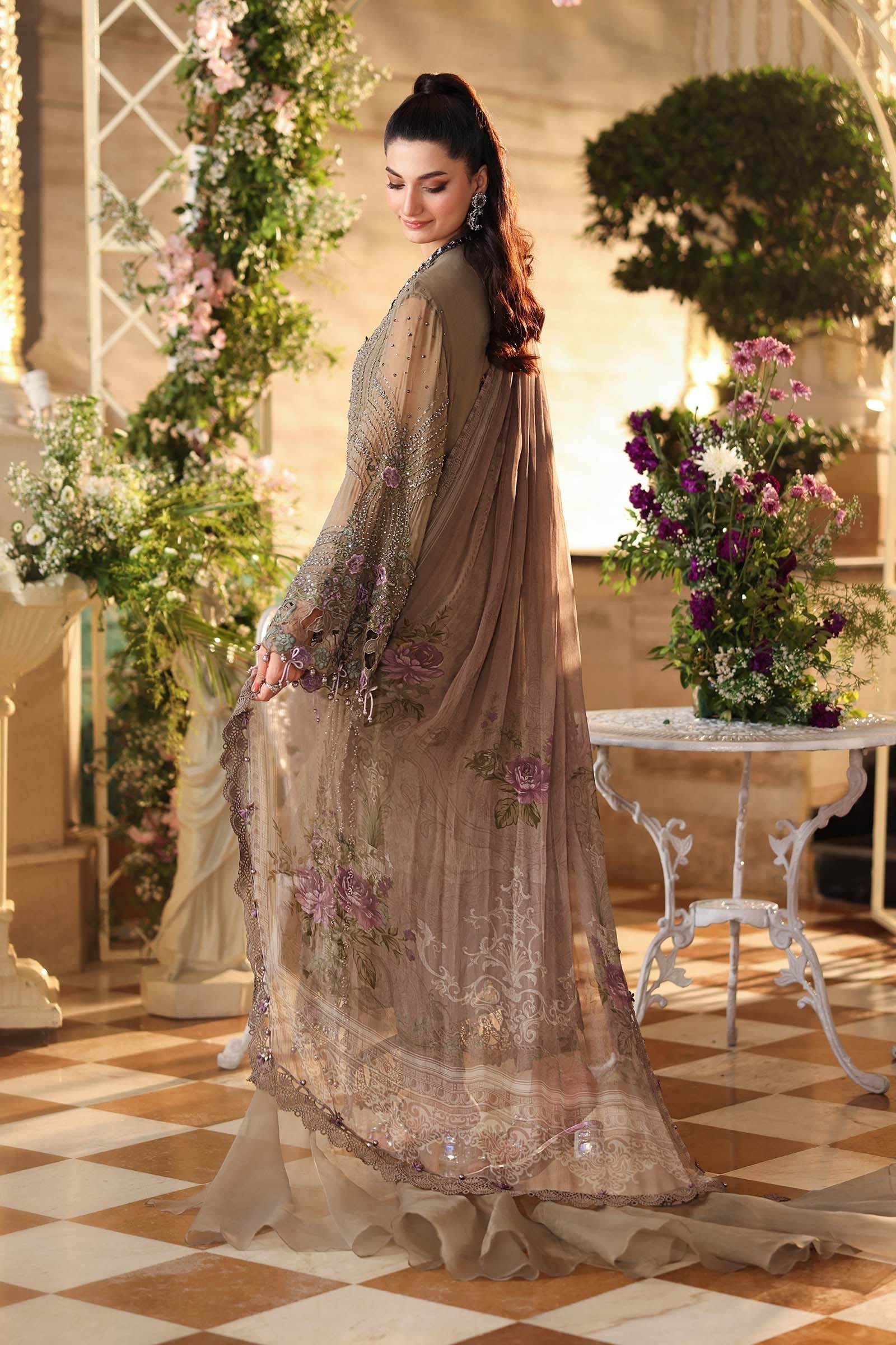 Maria B Embroidered Chiffon Party Wear Suit - Designer Photoshoot Gallery Angle 8 | IQNAZ Couture