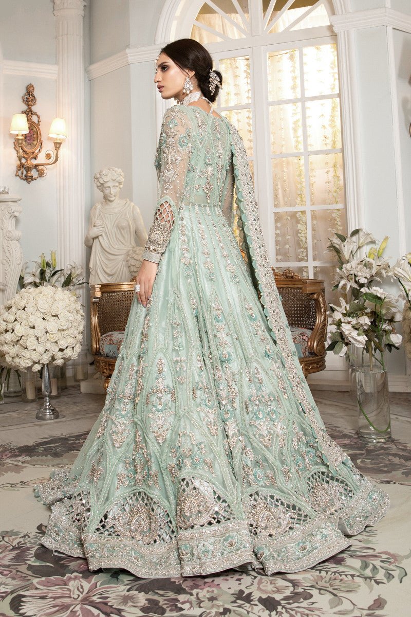 Maria B Hand Embellished Net Party Wear Suit - Close-Up Hand Embellishment Tilla & Pearl Work | IQNAZ