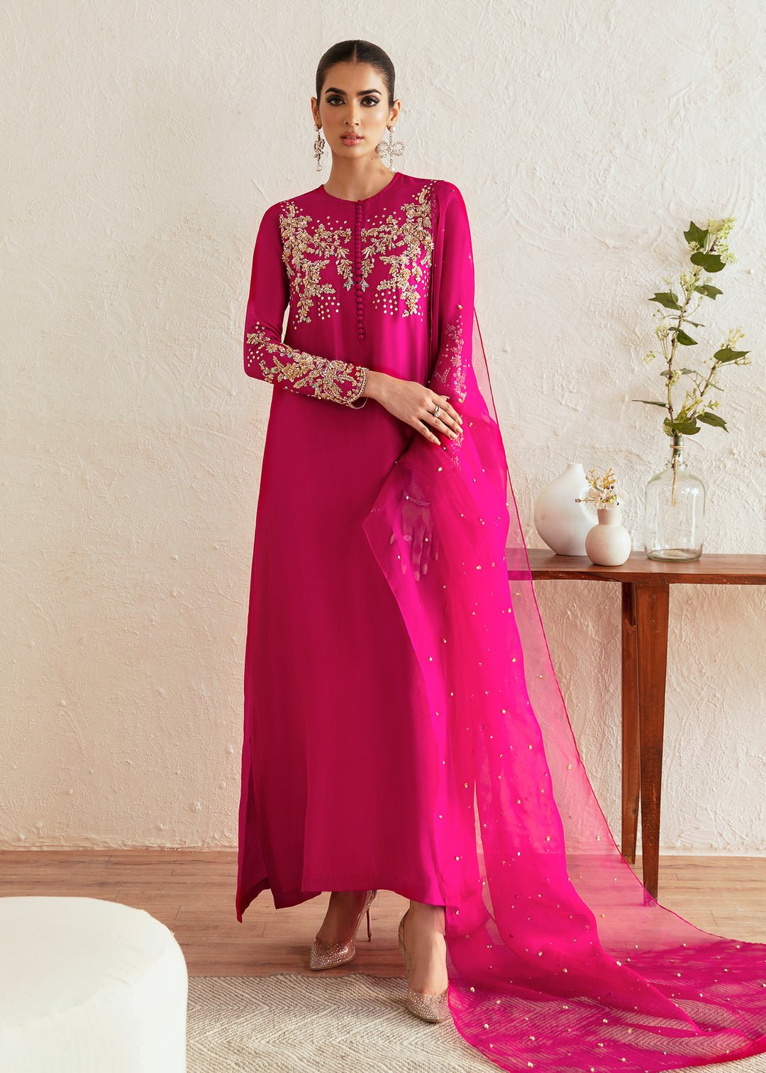 Kanwal Malik Myra Embroidered Organza Party Wear Suit - Four-Sided Embroidered Dupatta & Pallu Border | IQNAZ