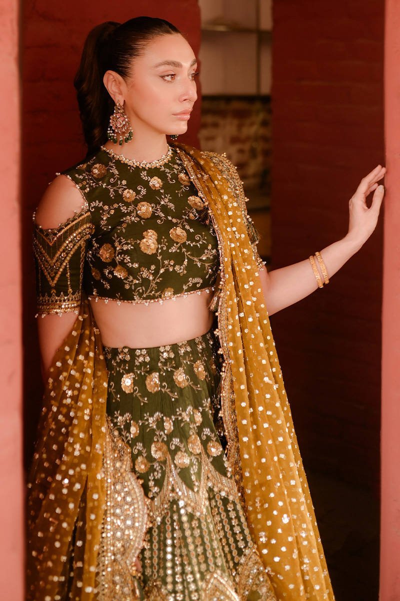 Mohsin Naveed Ranjha Afsana Hand Embellished Silk Party Wear Suit - Designer Photoshoot Gallery Angle 12 | IQNAZ Couture