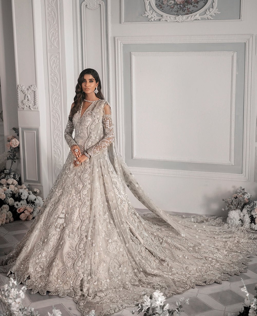 Republic Womens Wear E-52 Hand Embellished Net Bridal Maxi - Designer Photoshoot Gallery Angle 6 | IQNAZ Couture