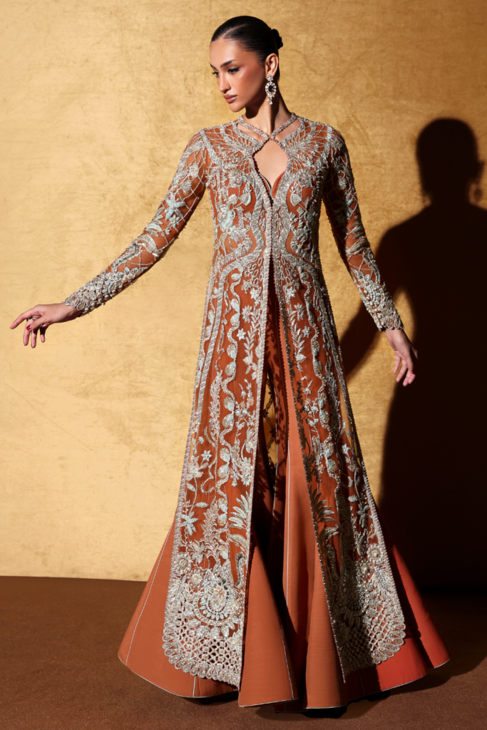 Soraya Veyra Hand Embellished Net Bridal Maxi - Model Front Look | Pakistani Designer Replica Wholesale | IQNAZ