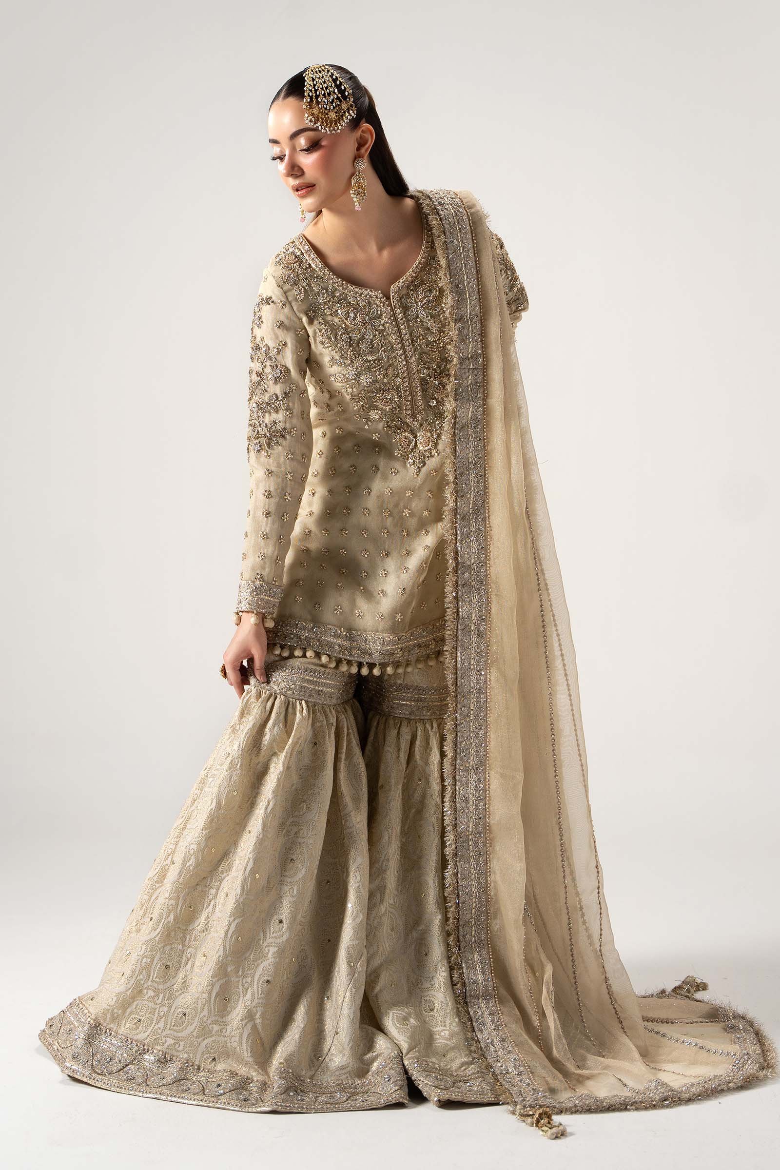 Maria B Hand Embellished Silk Party Wear Suit - Designer Photoshoot Gallery Angle 13 | IQNAZ Couture