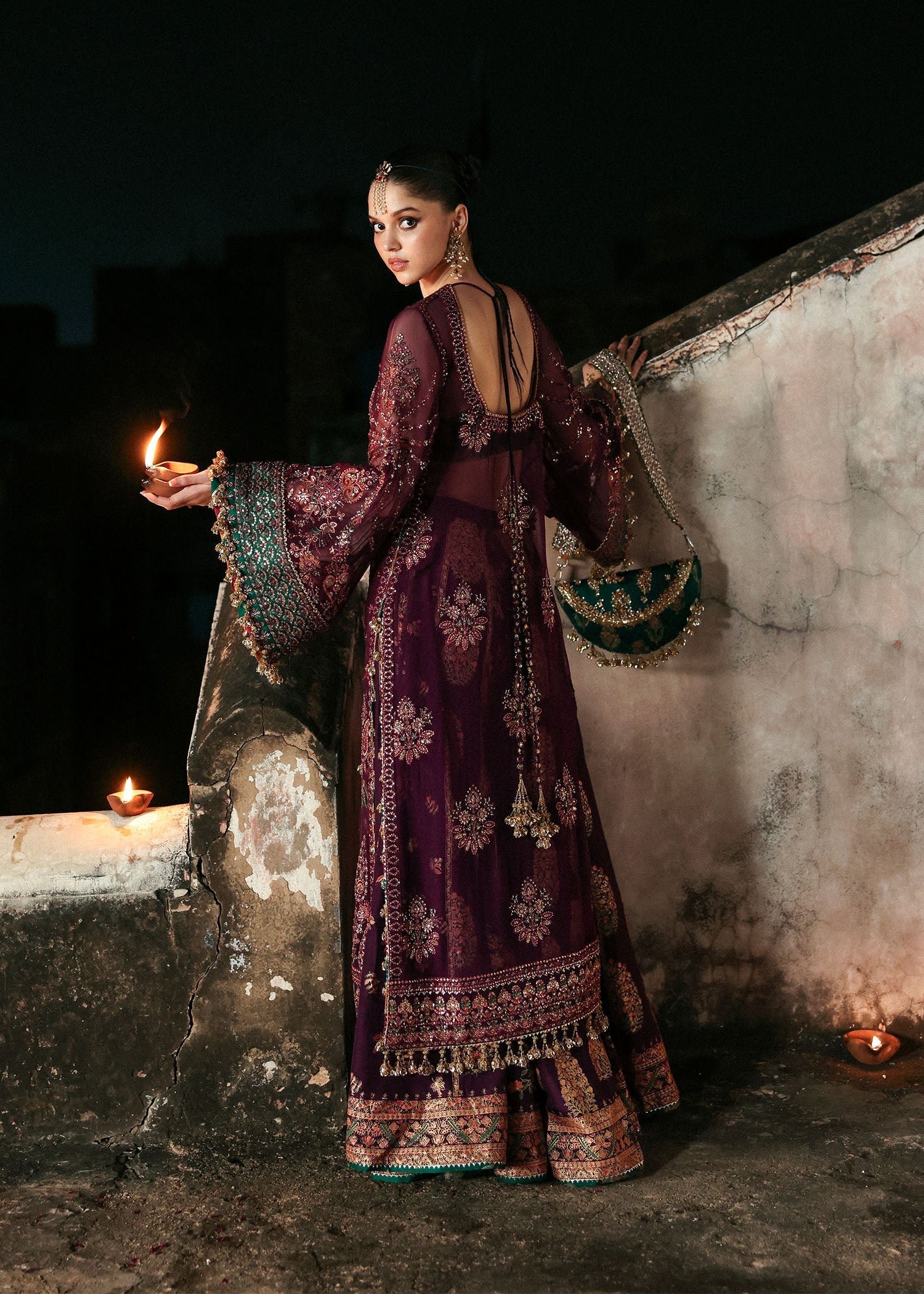 Hussain Rehar Embroidered Chiffon Party Wear Suit - Matching Bottom & Trouser Fabric Details | IQNAZ