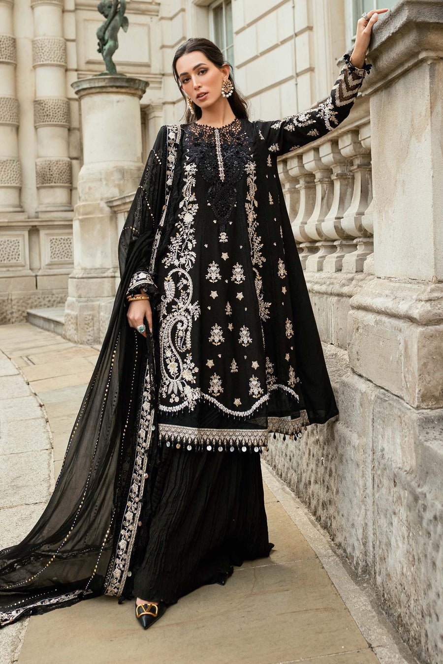 Maria B Embroidered Silk Party Wear Suit - Designer Photoshoot Gallery Angle 11 | IQNAZ Couture