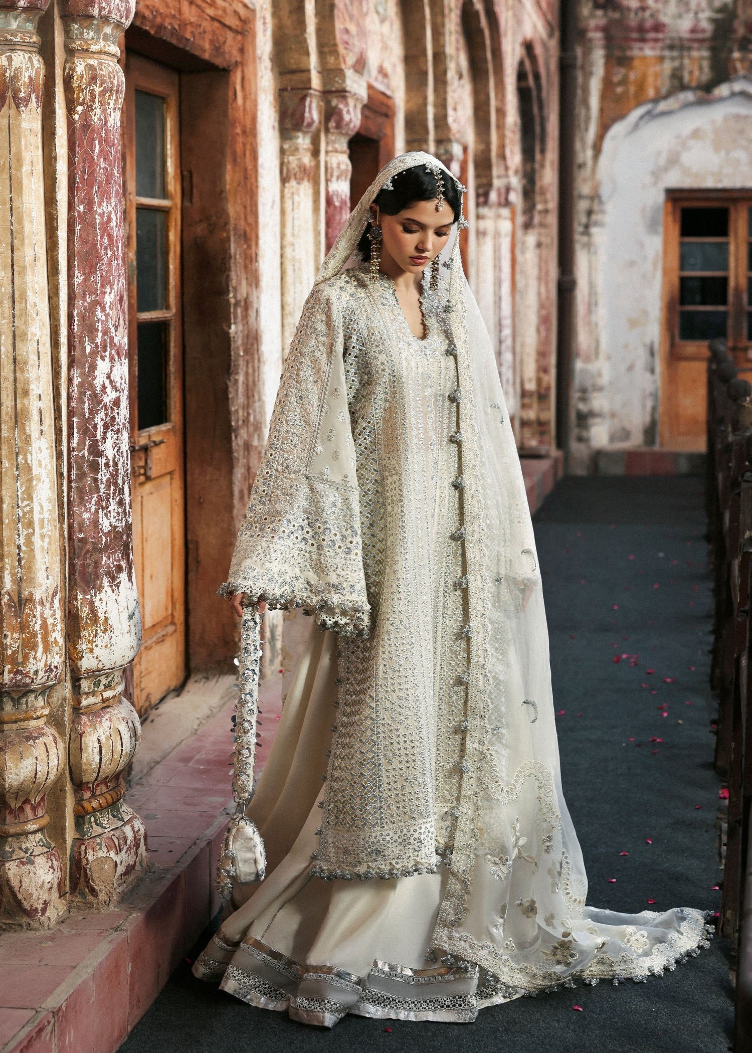 Hussain Rehar Embroidered Organza Party Wear Suit - Designer Photoshoot Gallery Angle 7 | IQNAZ Couture