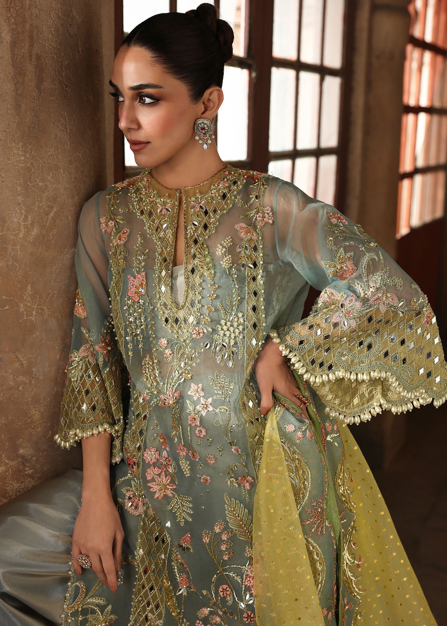 Crimson Jhalak Hand Embellished Net Bridal Maxi – Photoshoot Angle 9 Crimson Jhalak Hand Embellished Net Bridal Maxi - Designer Photoshoot Gallery Angle 9 | IQNAZ Couture