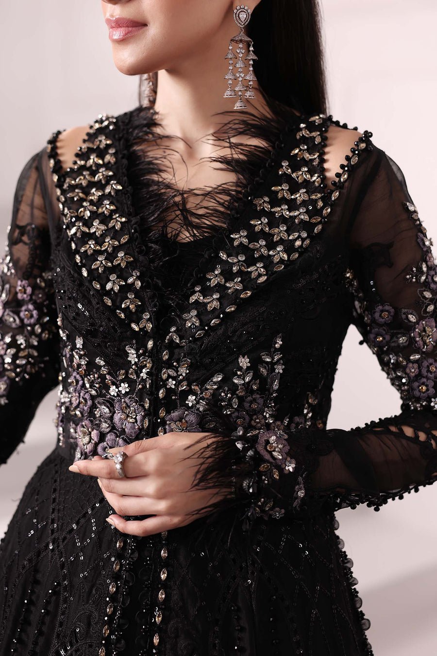 Maria B BD-3004 Hand Embellished Organza Party Wear Suit - Designer Photoshoot Gallery Angle 7 | IQNAZ Couture
