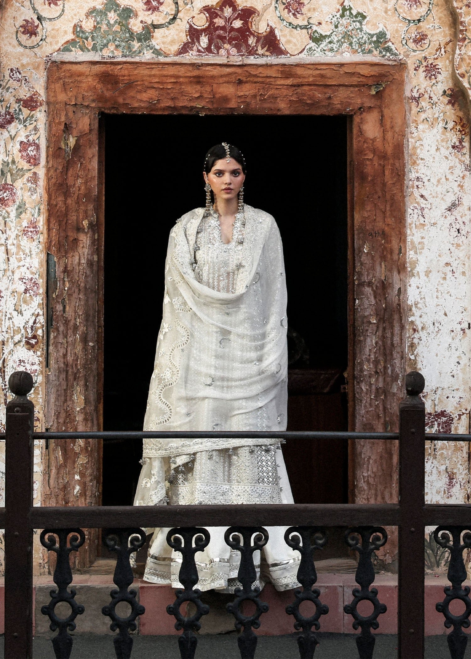 Hussain Rehar Embroidered Organza Party Wear Suit - Designer Photoshoot Gallery Angle 6 | IQNAZ Couture