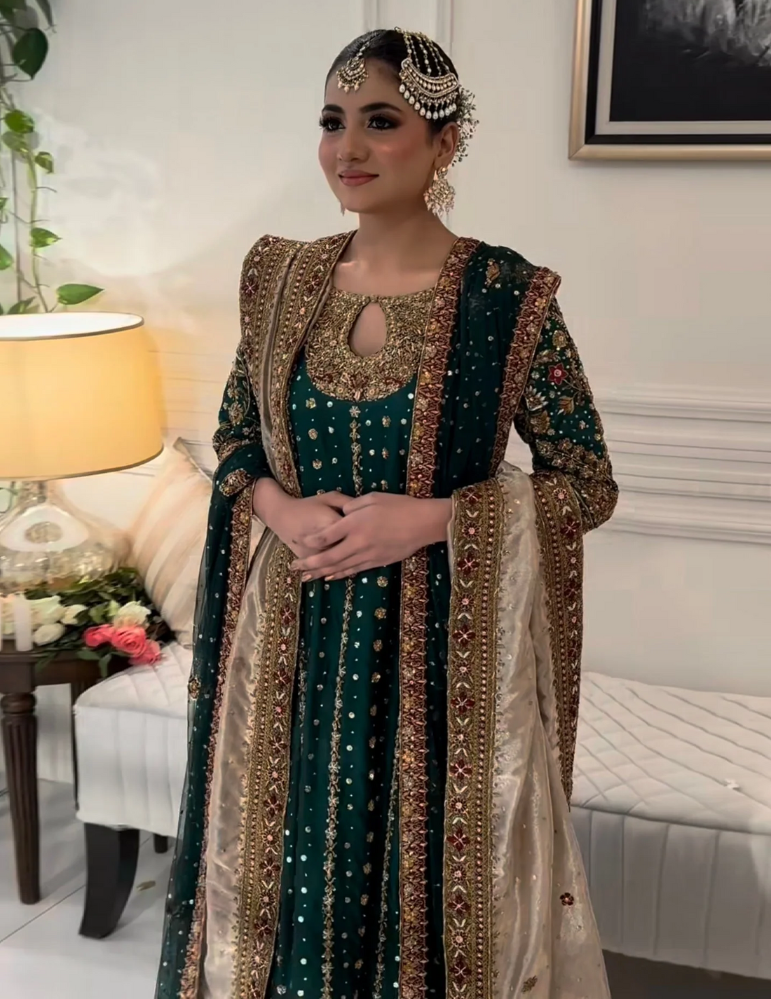 Haris Shakeel Hand Embellished Silk Party Wear Suit - Designer Photoshoot Gallery Angle 6 | IQNAZ Couture