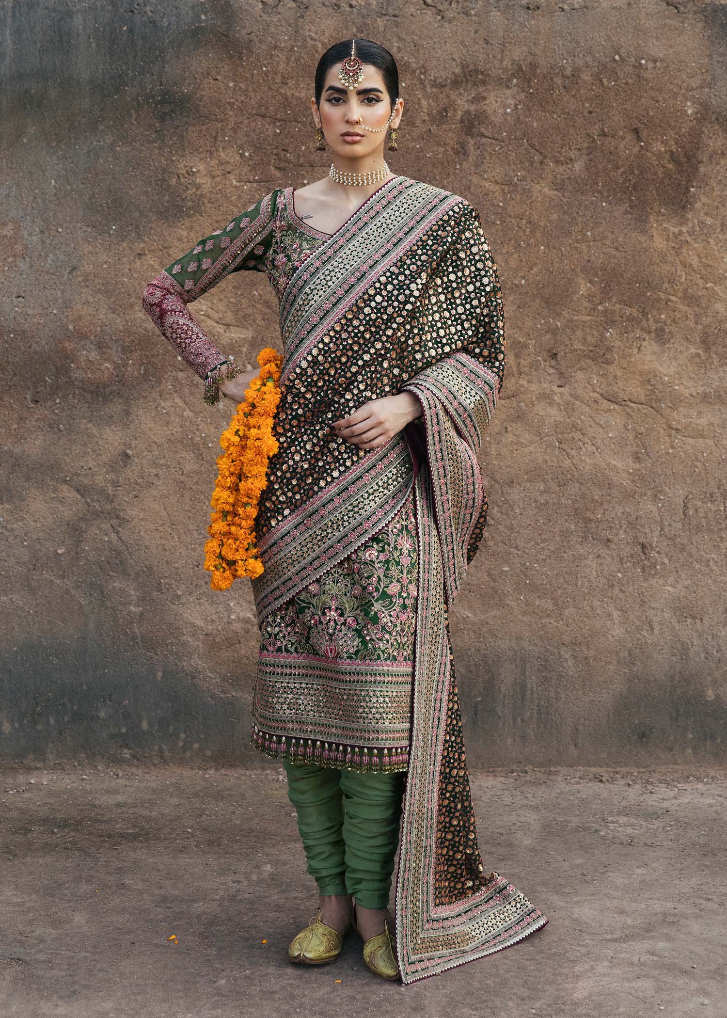 Hussain Rehar Zeenat Hand Embellished Organza Party Wear Suit - Designer Photoshoot Gallery Angle 10 | IQNAZ Couture