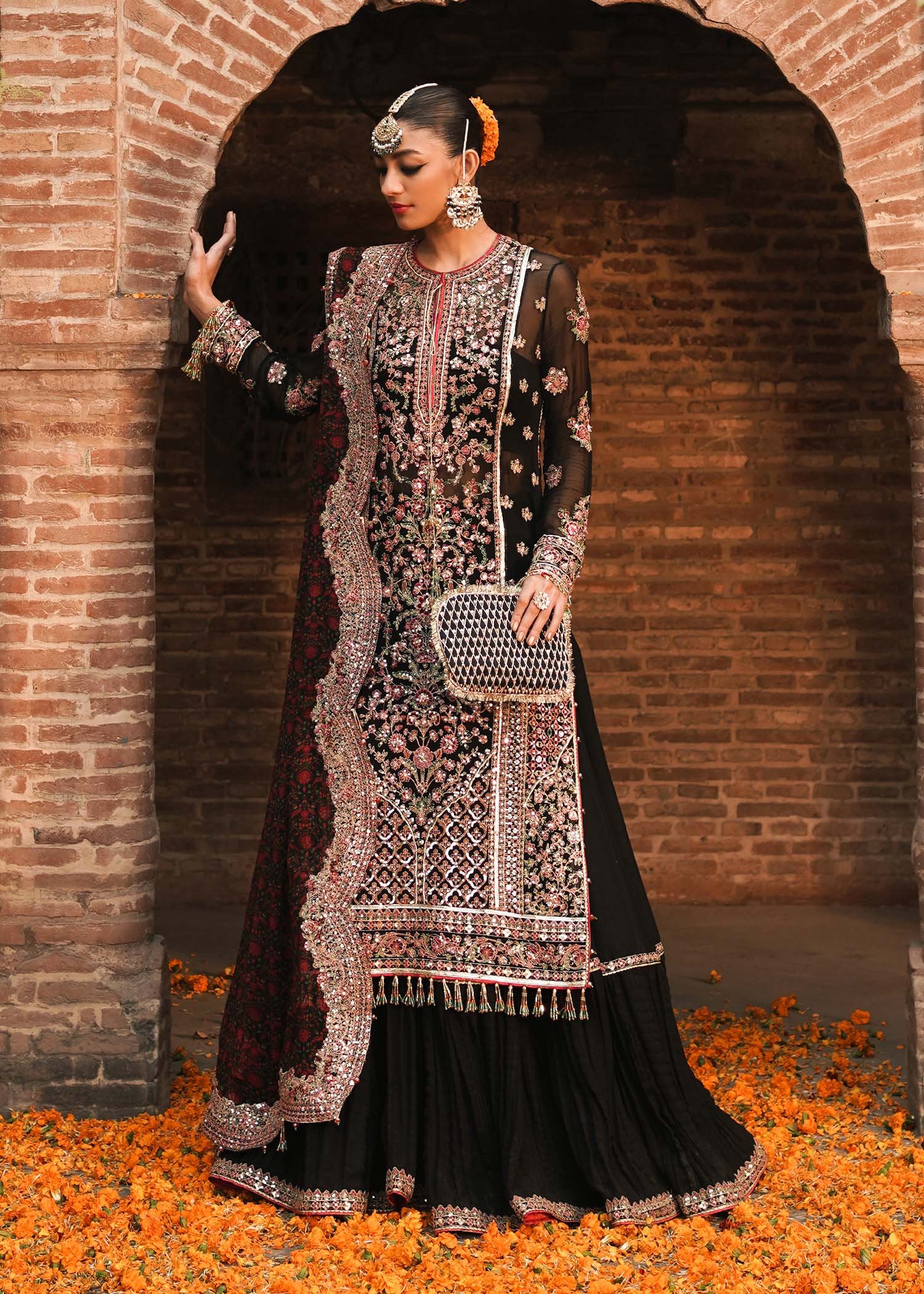 Hussain Rehar Embroidered Chiffon Party Wear Suit - Designer Photoshoot Gallery Angle 10 | IQNAZ Couture