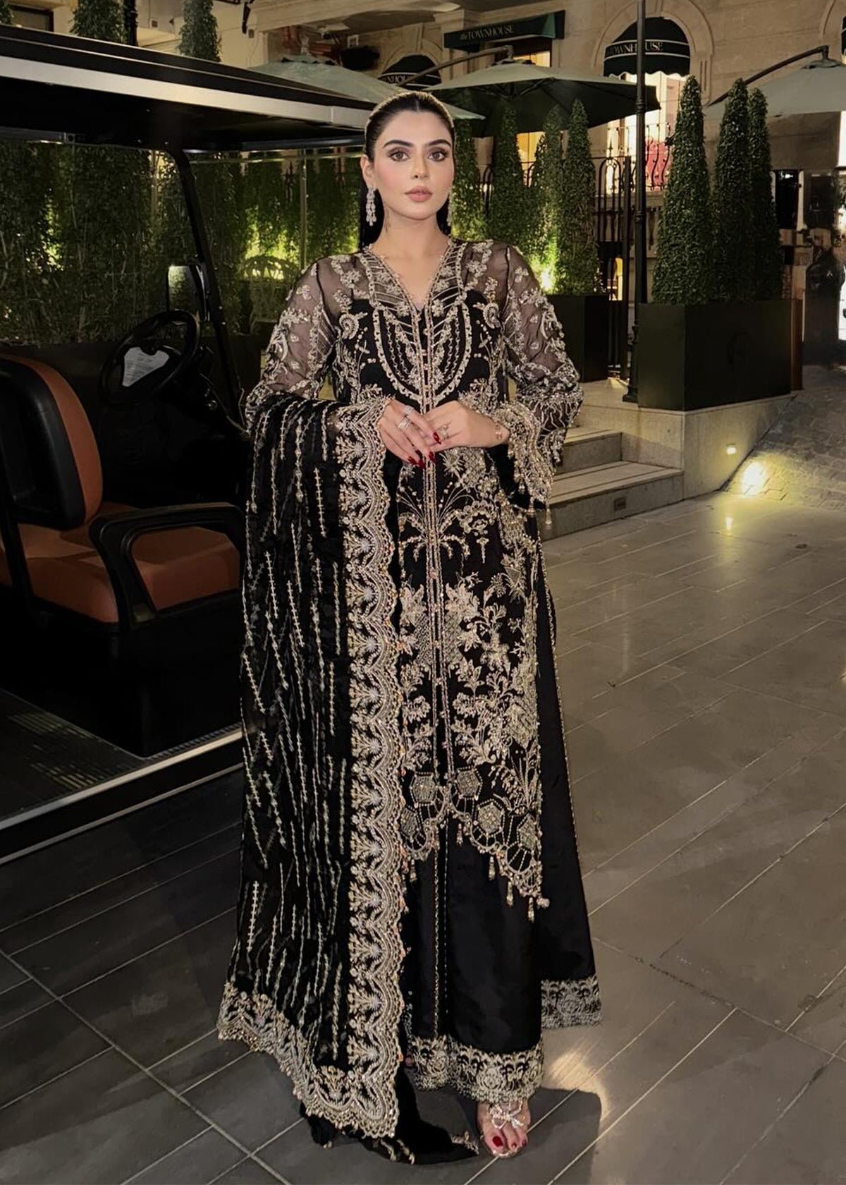 Kanwal Malik Embroidered Organza Party Wear Suit - Close-Up Hand Embellishment Tilla & Pearl Work | IQNAZ