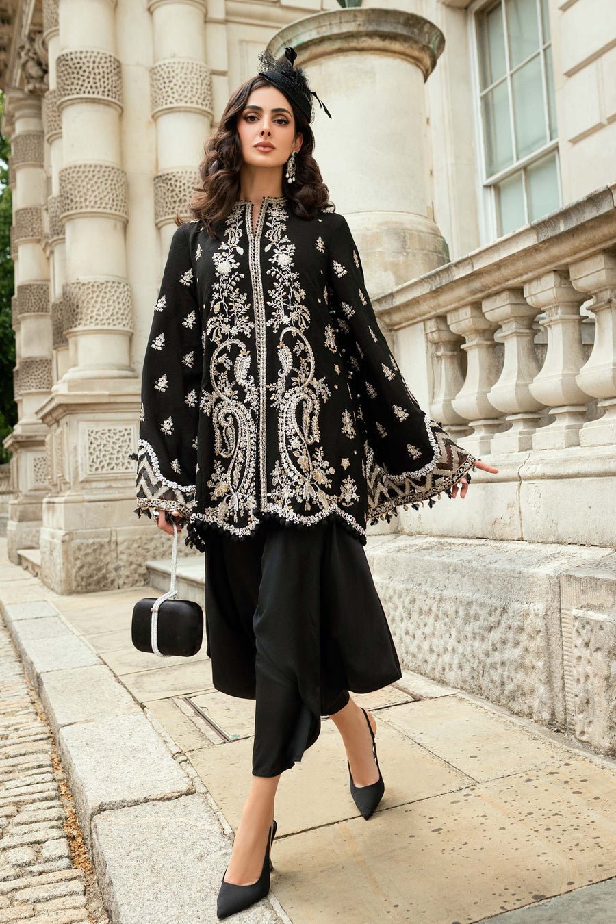 Maria B Embroidered Silk Party Wear Suit - Designer Photoshoot Gallery Angle 12 | IQNAZ Couture