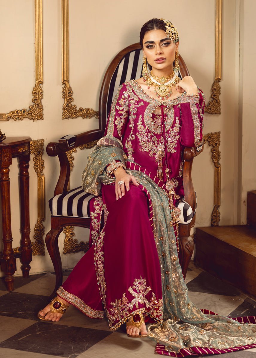 Sara Rohail Asghar Embroidered Silk Party Wear Suit – Photoshoot Angle 6 Sara Rohail Asghar Embroidered Silk Party Wear Suit - Designer Photoshoot Gallery Angle 6 | IQNAZ Couture