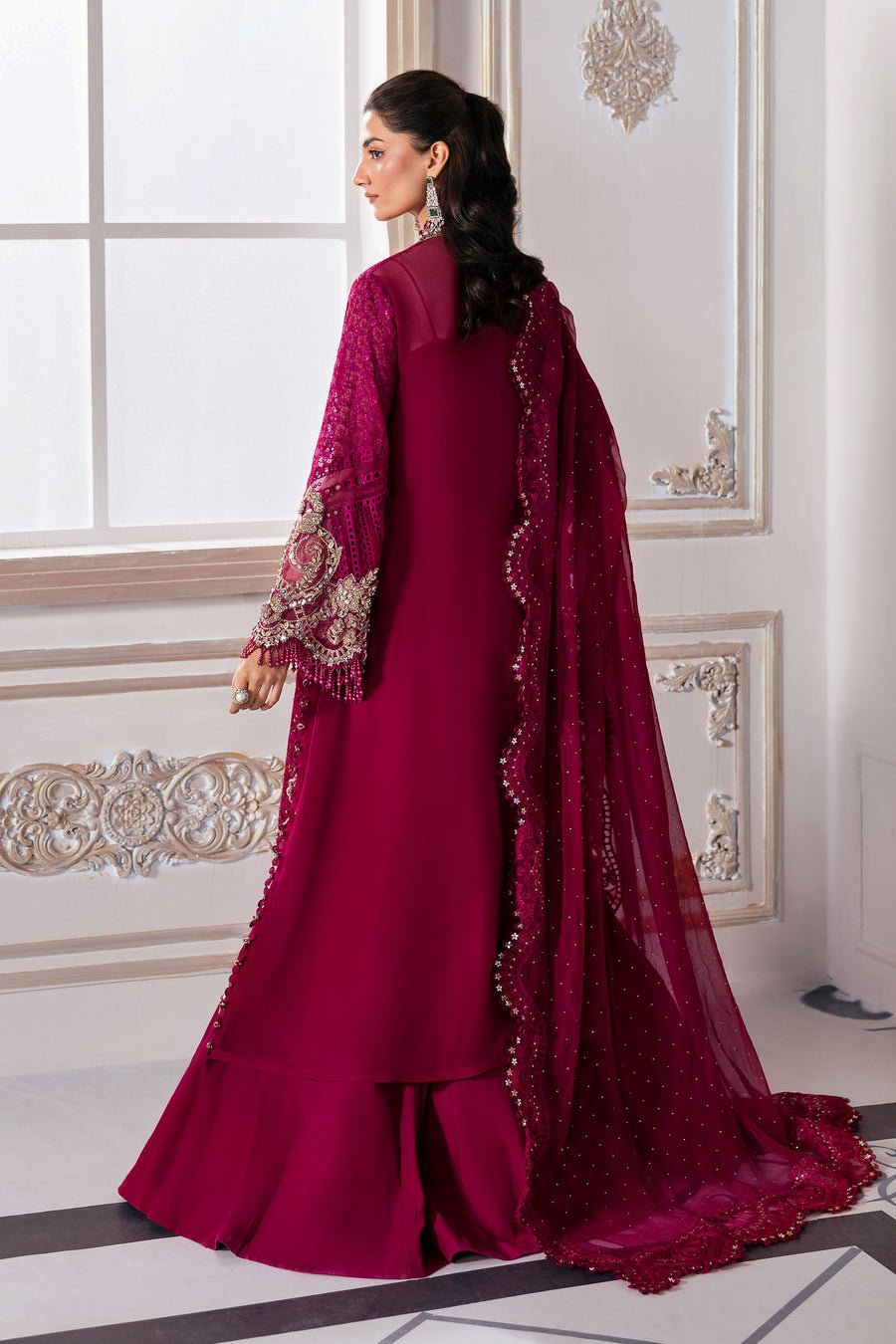 Maria B BD-3003 Embroidered Chiffon Party Wear Suit - Designer Photoshoot Gallery Angle 15 | IQNAZ Couture