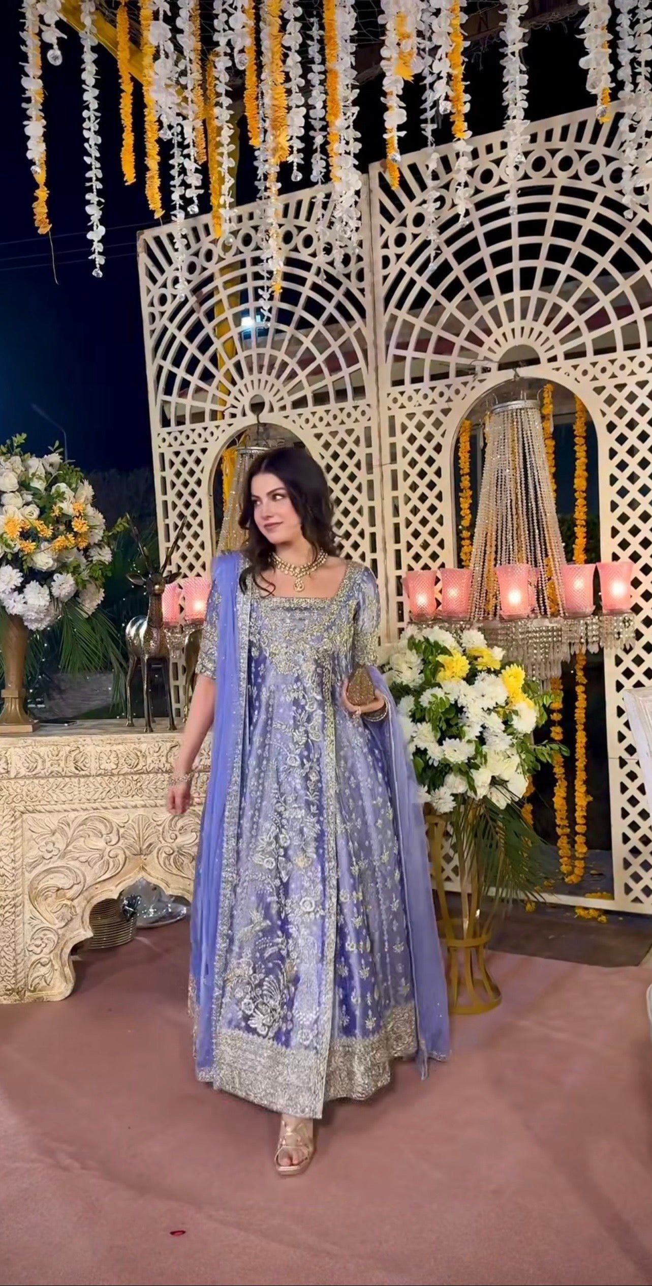 Haris Shakeel Embroidered Net Party Wear Suit - Close-Up Hand Embellishment Tilla & Pearl Work | IQNAZ