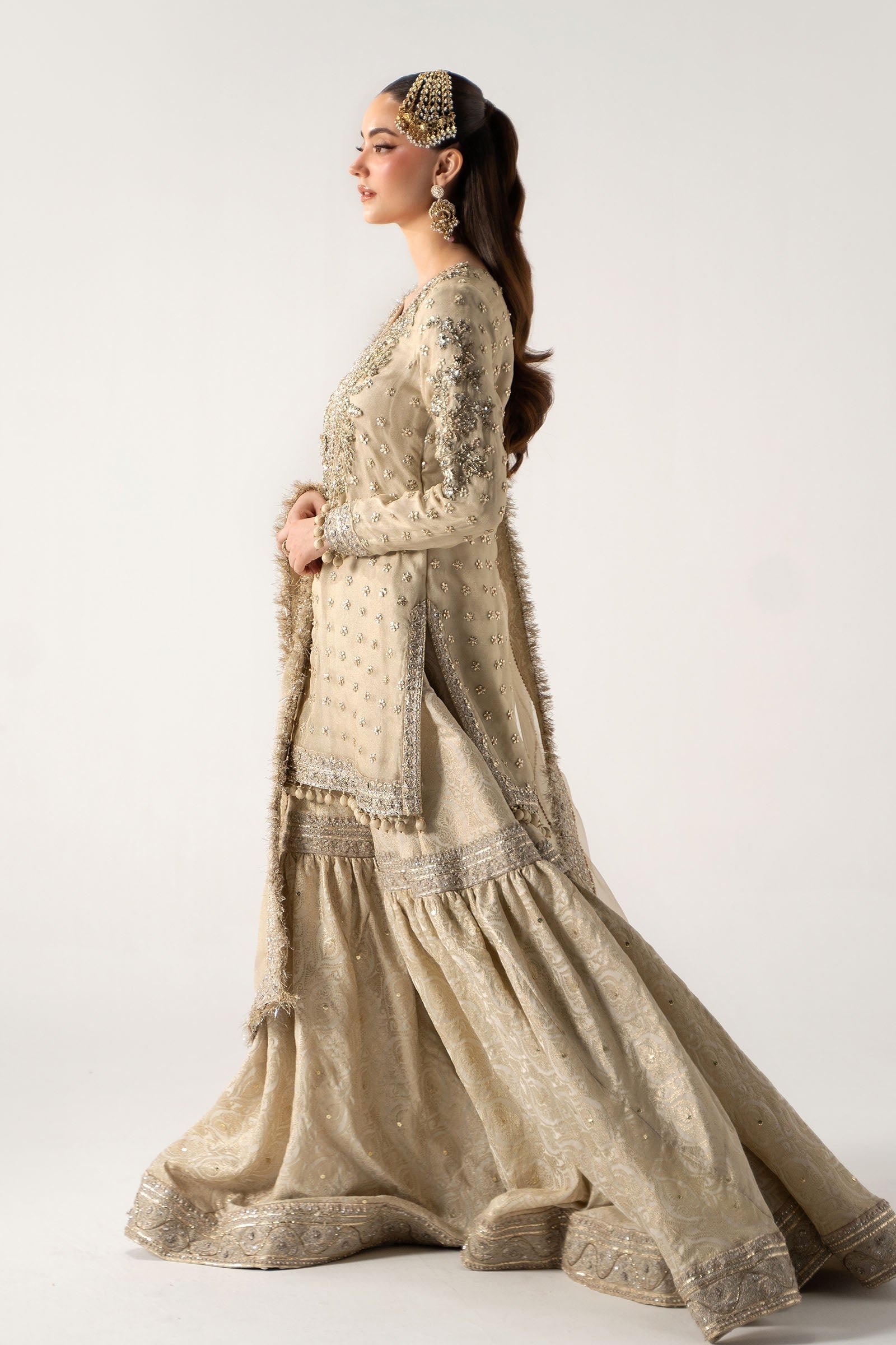Maria B Hand Embellished Silk Party Wear Suit - Designer Photoshoot Gallery Angle 16 | IQNAZ Couture