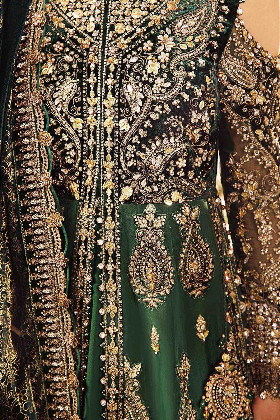 Maria B BD-2904 Hand Embellished Organza Party Wear Suit - Matching Bottom & Trouser Fabric Details | IQNAZ