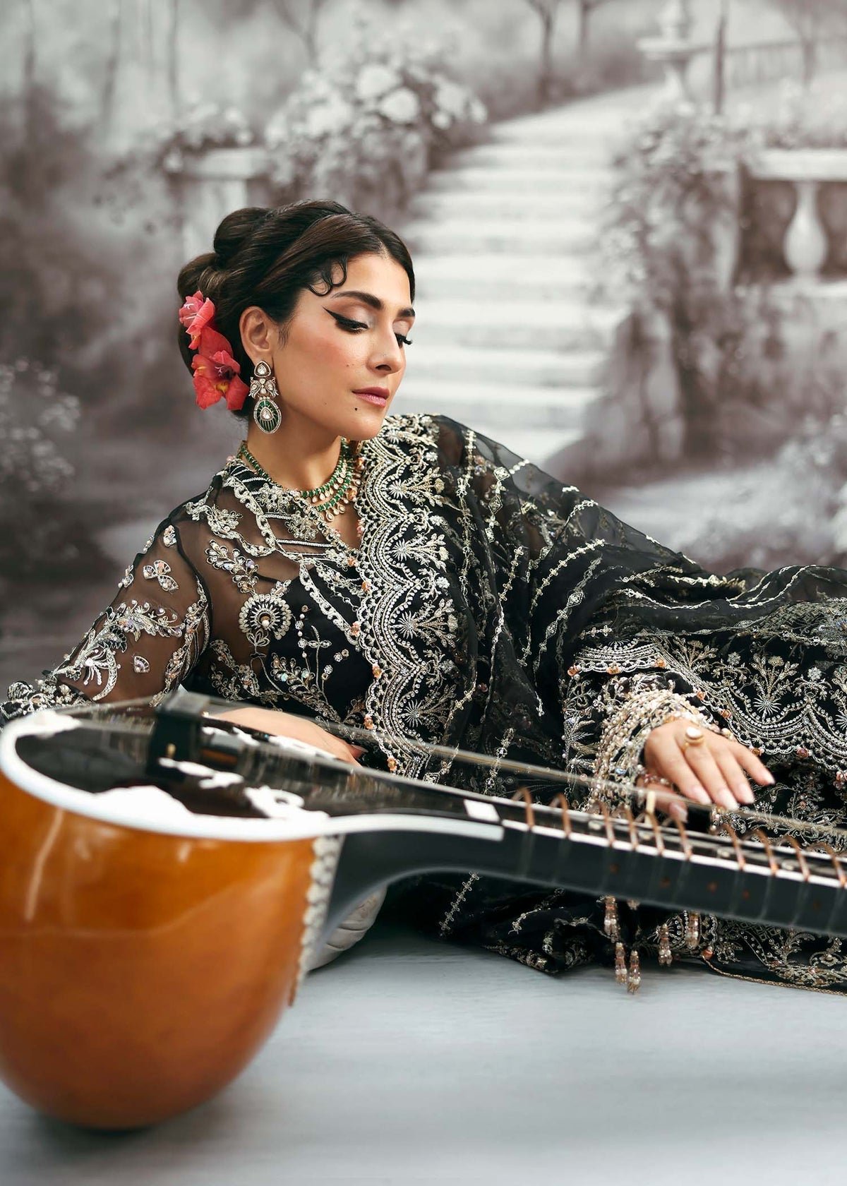 Kanwal Malik Embroidered Organza Party Wear Suit - Designer Photoshoot Gallery Angle 8 | IQNAZ Couture