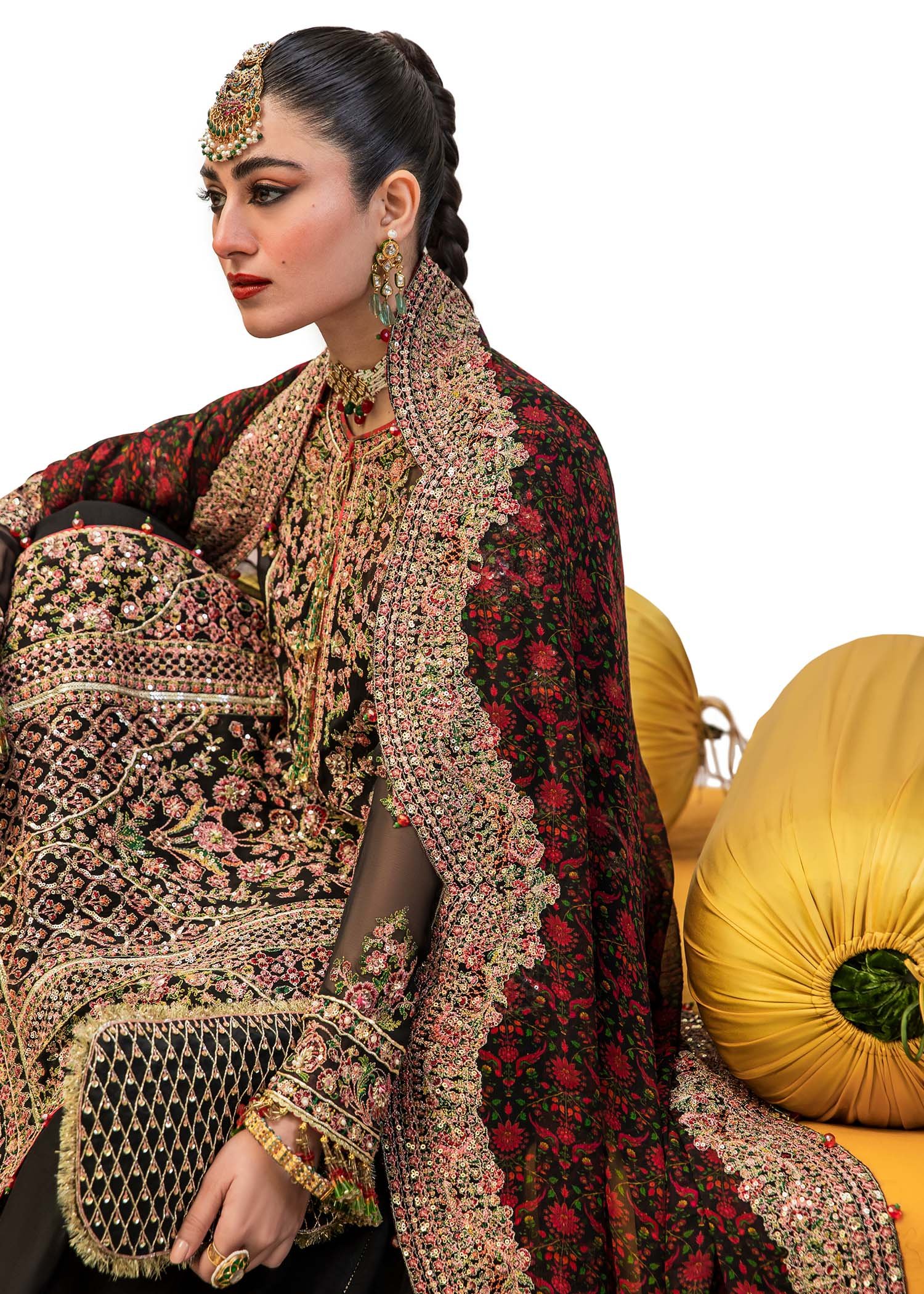 Hussain Rehar Embroidered Chiffon Party Wear Suit - Designer Photoshoot Gallery Angle 12 | IQNAZ Couture