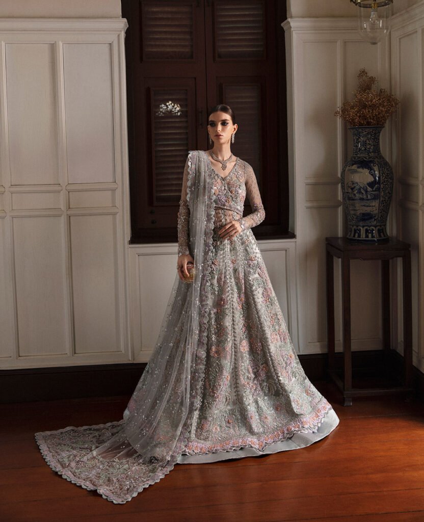 Republic Womens Wear Azilis Wf Embroidered Net Party Wear Suit - Model Front Look | Pakistani Designer Replica Wholesale | IQNAZ