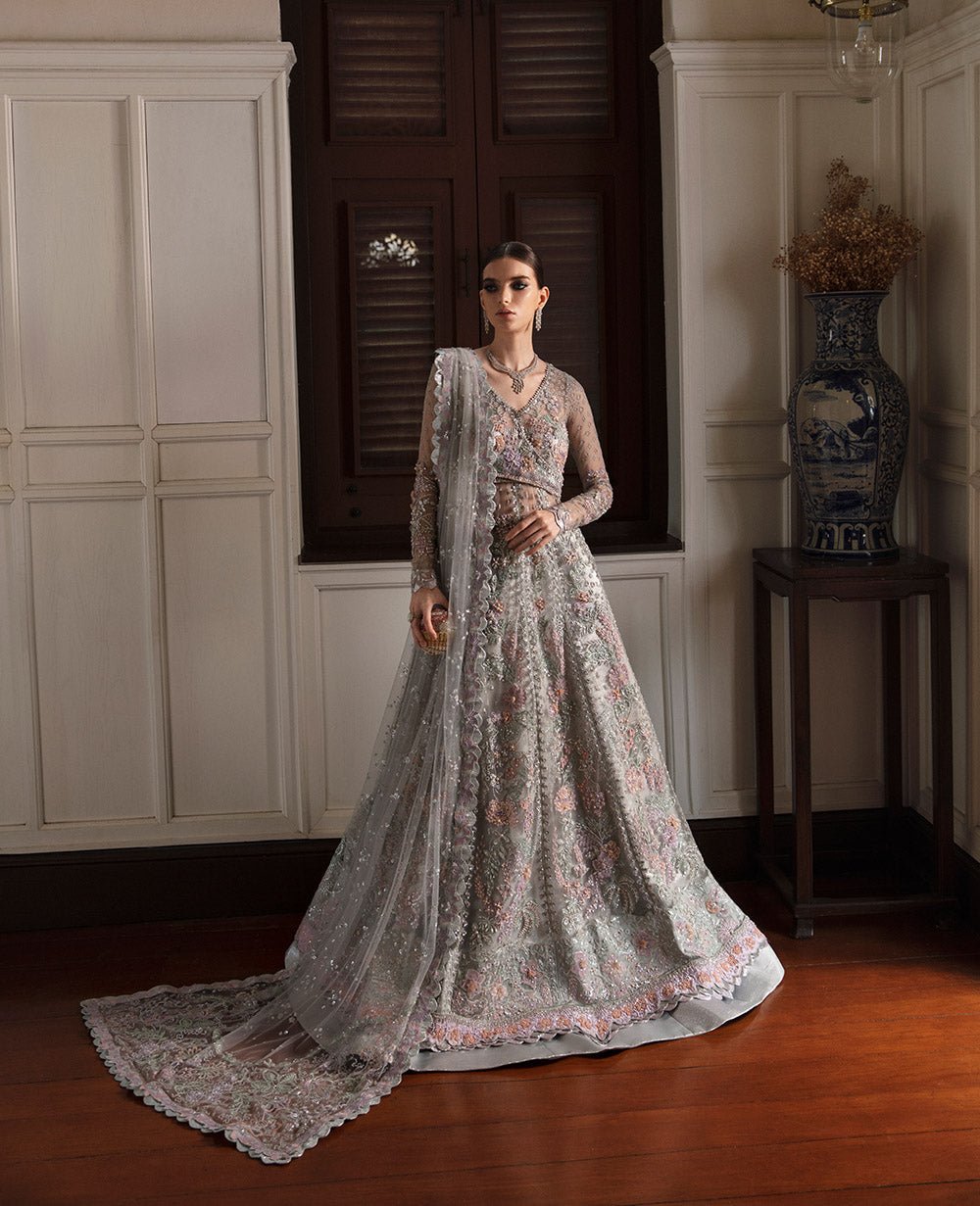 Republic Womens Wear Azilis Wf Embroidered Net Party Wear Suit - Model Front Look | Pakistani Designer Replica Wholesale | IQNAZ