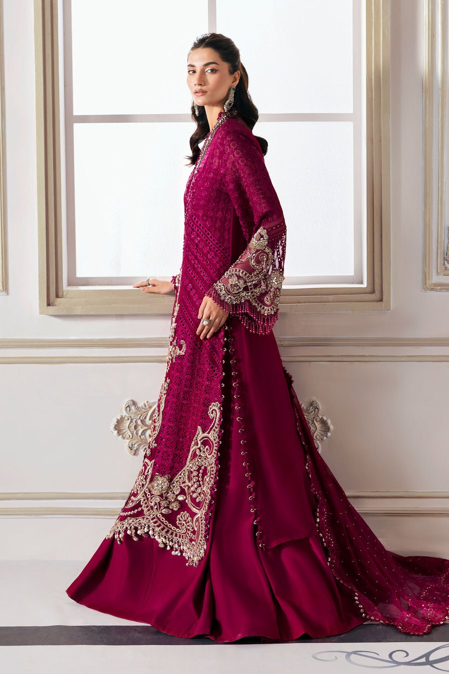 Maria B BD-3003 Embroidered Chiffon Party Wear Suit - Designer Photoshoot Gallery Angle 6 | IQNAZ Couture