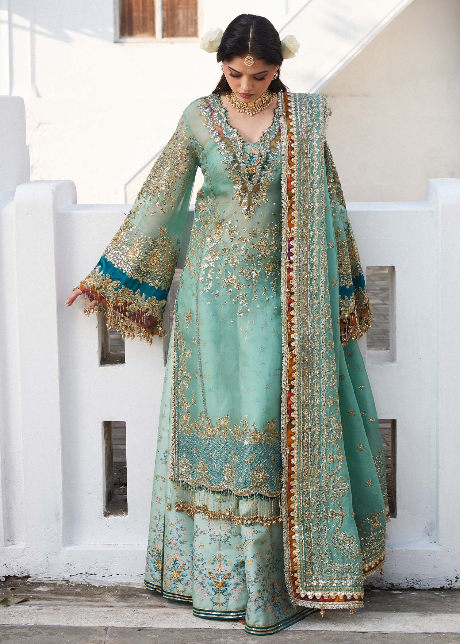 Hussain Rehar Embroidered Organza Party Wear Suit – Trouser & Bottom Fabric Hussain Rehar Embroidered Organza Party Wear Suit - Matching Bottom & Trouser Fabric Details | IQNAZ