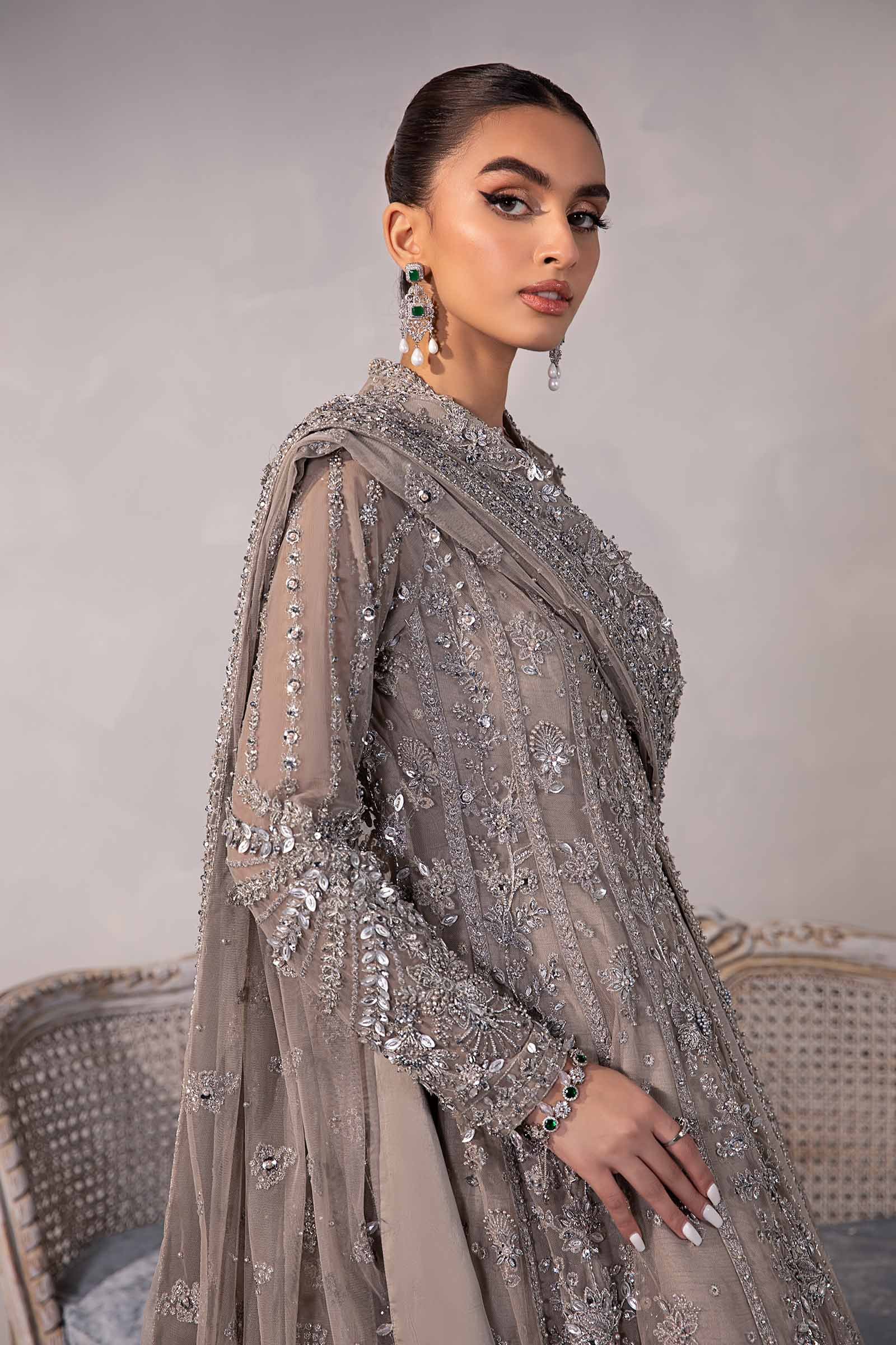 Maria B Embroidered Organza Party Wear Suit – Photoshoot Angle 7 Maria B Embroidered Organza Party Wear Suit - Designer Photoshoot Gallery Angle 7 | IQNAZ Couture