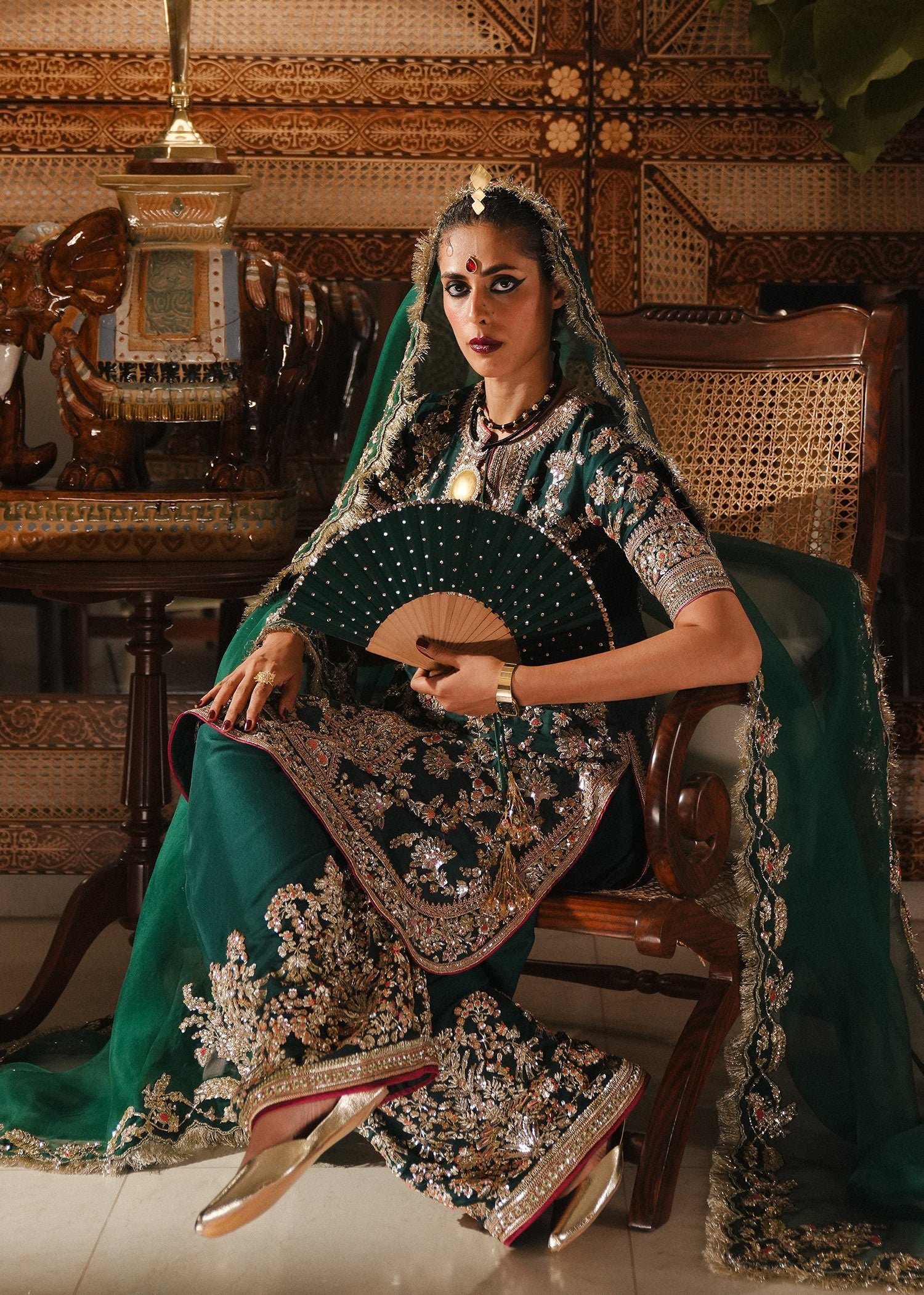 Hussain Rehar Mayle Embroidered Organza Party Wear Suit - Designer Photoshoot Gallery Angle 8 | IQNAZ Couture