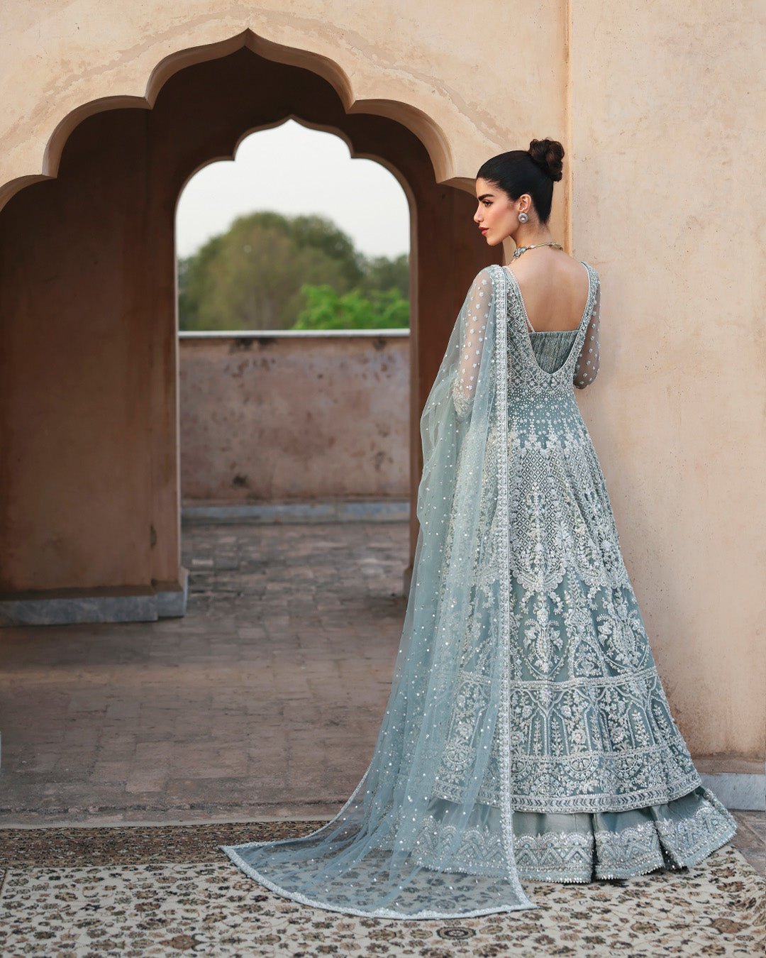 Faiza Saqlain Dorien Hand Embellished Net Bridal Lehenga - Designer Photoshoot Gallery Angle 6 | IQNAZ Couture
