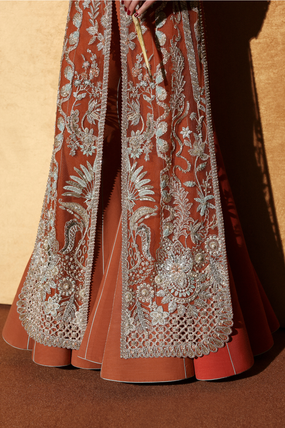 Soraya Veyra Hand Embellished Net Bridal Maxi - Matching Bottom & Trouser Fabric Details | IQNAZ