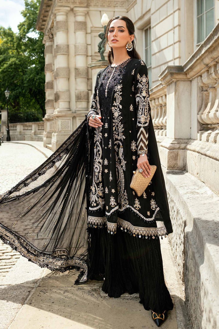Maria B Embroidered Silk Party Wear Suit - Designer Photoshoot Gallery Angle 13 | IQNAZ Couture