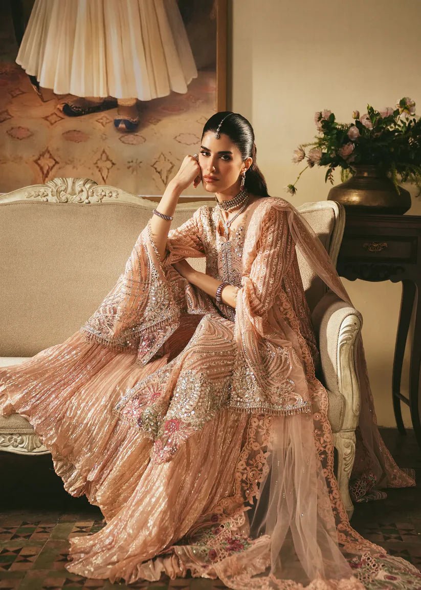 Saira Shakira Embroidered Silk Party Wear Suit - Close-Up Hand Embellishment Tilla & Pearl Work | IQNAZ
