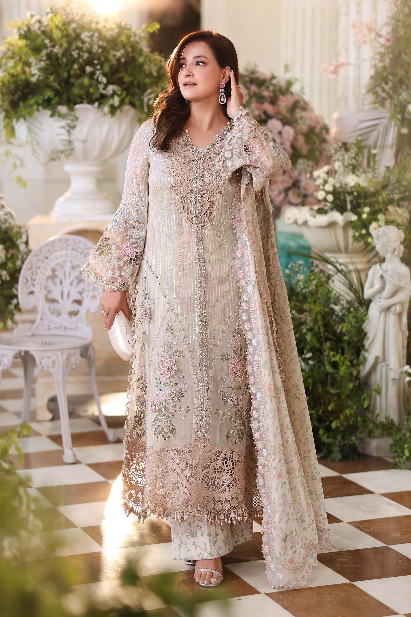 Maria B Luxury Embroidered Chiffon Party Wear Suit – Photoshoot Angle 8 Maria B Luxury Embroidered Chiffon Party Wear Suit - Designer Photoshoot Gallery Angle 8 | IQNAZ Couture