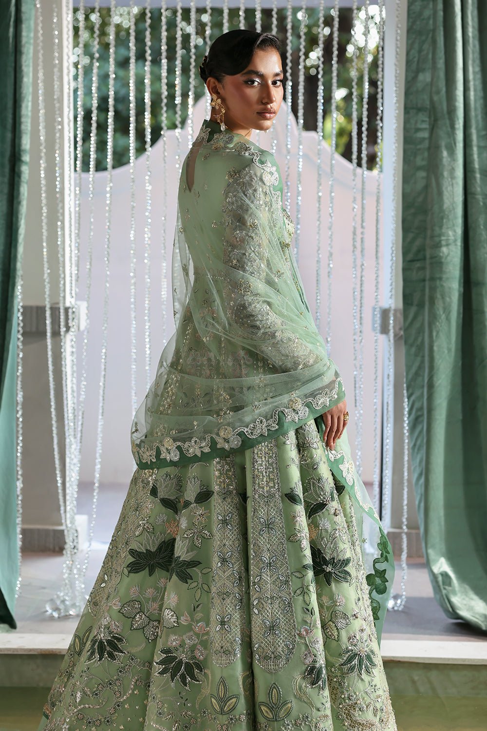 Soraya Lirien Hand Embellished Organza Party Wear Suit - Four-Sided Embroidered Dupatta & Pallu Border | IQNAZ