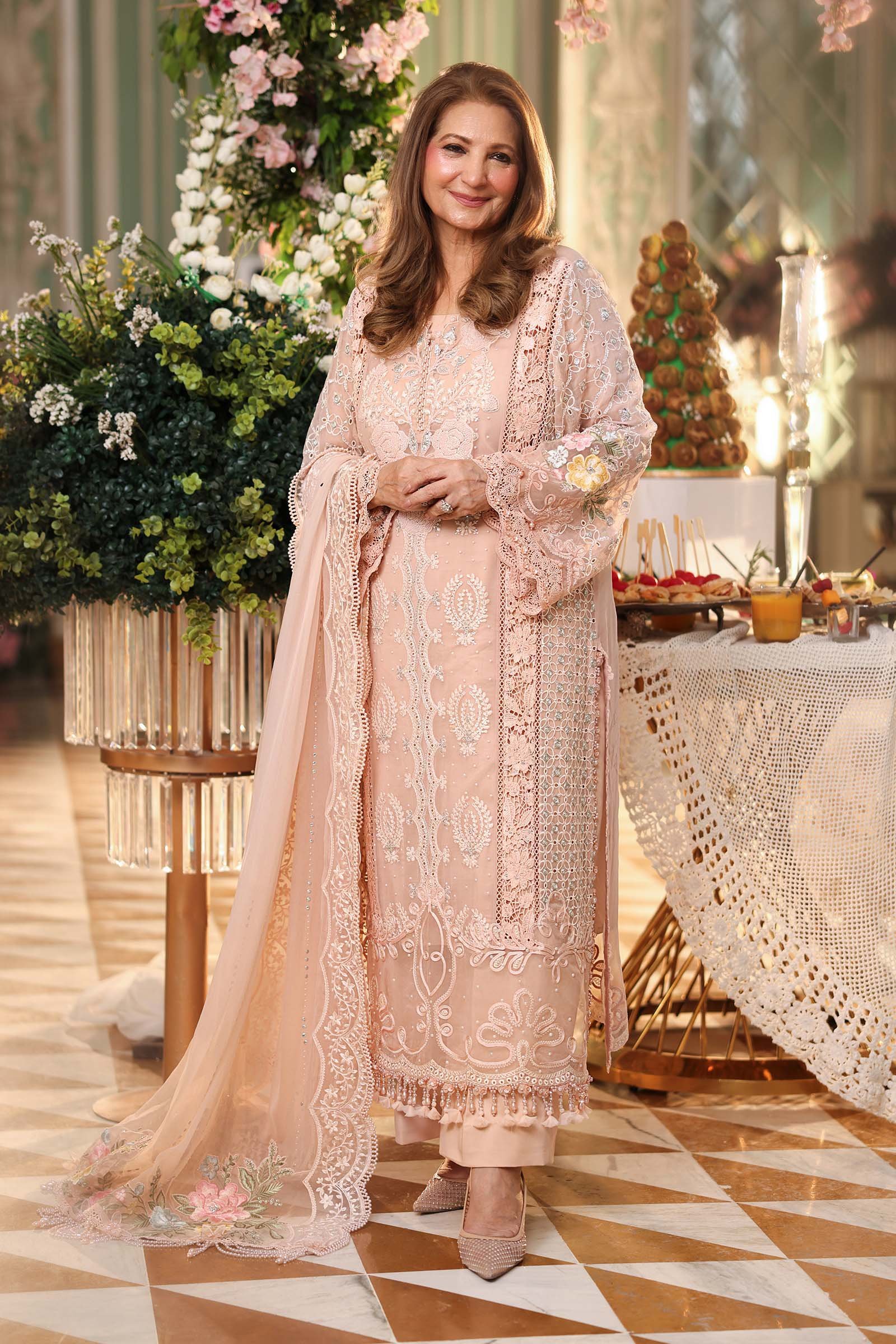 Maria B Embroidered Chiffon Party Wear Suit – Photoshoot Angle 11 Maria B Embroidered Chiffon Party Wear Suit - Designer Photoshoot Gallery Angle 11 | IQNAZ Couture