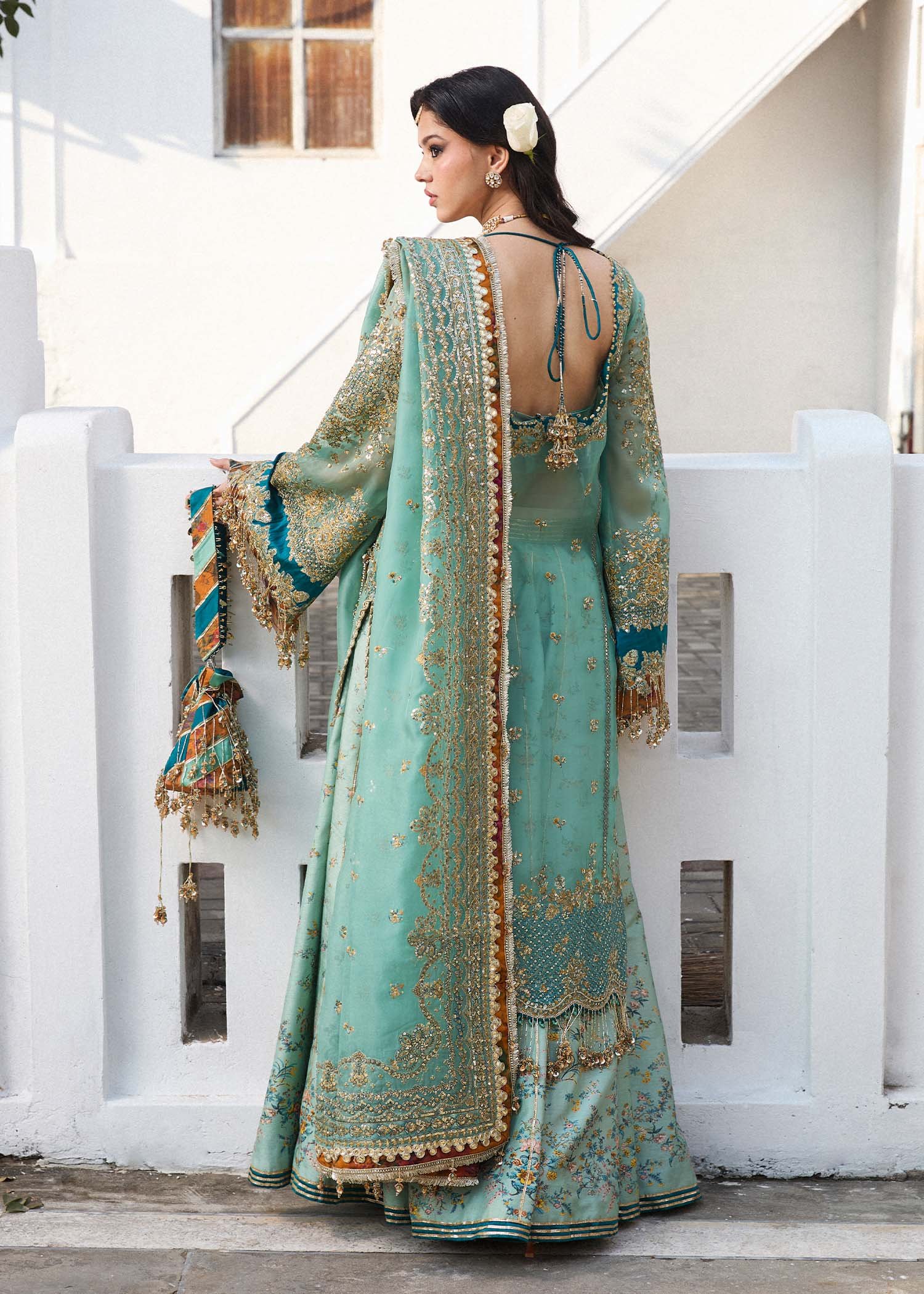 Hussain Rehar Embroidered Organza Party Wear Suit – Photoshoot Angle 7 Hussain Rehar Embroidered Organza Party Wear Suit - Designer Photoshoot Gallery Angle 7 | IQNAZ Couture
