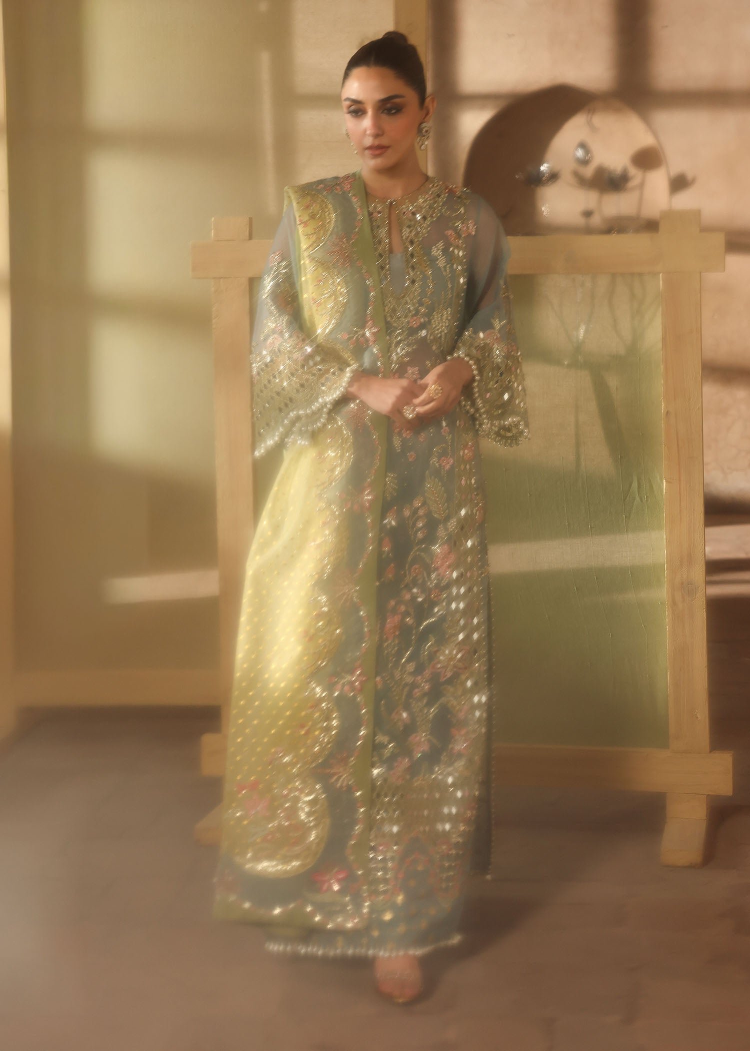 Crimson Jhalak Hand Embellished Net Bridal Maxi – Photoshoot Angle 7 Crimson Jhalak Hand Embellished Net Bridal Maxi - Designer Photoshoot Gallery Angle 7 | IQNAZ Couture