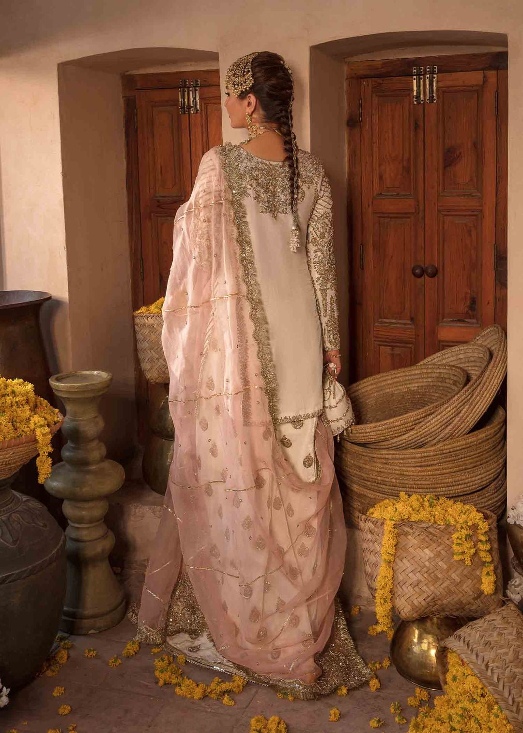 Kanwal Malik Nargis Hand Embellished Organza Formal Frock - Four-Sided Embroidered Dupatta & Pallu Border | IQNAZ