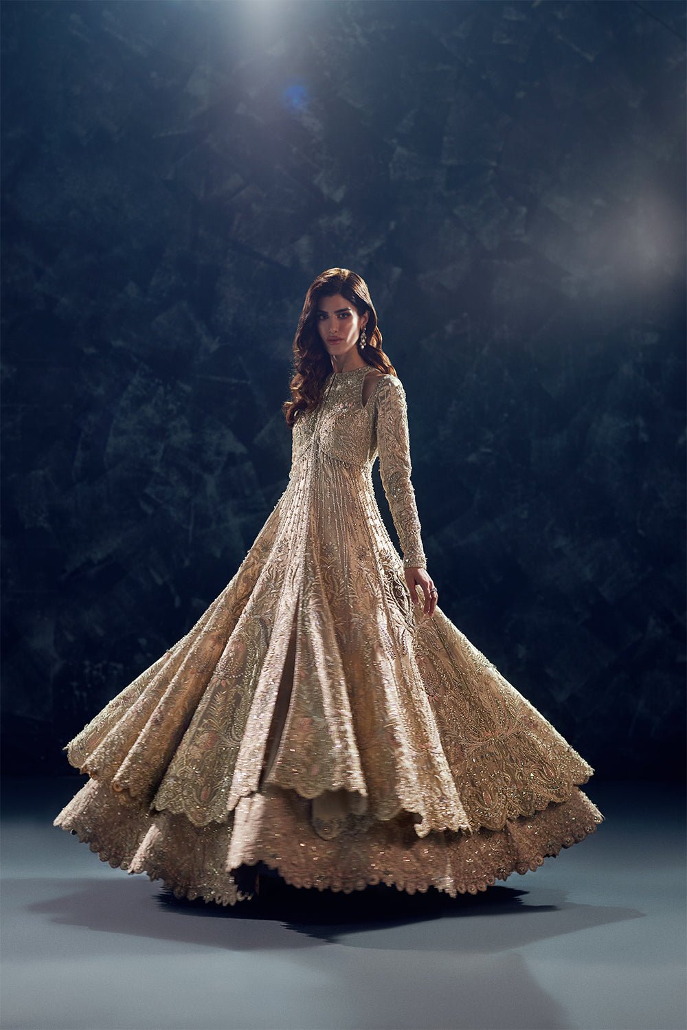 Soraya Reverie Hand Embellished Net Bridal Maxi - Matching Bottom & Trouser Fabric Details | IQNAZ