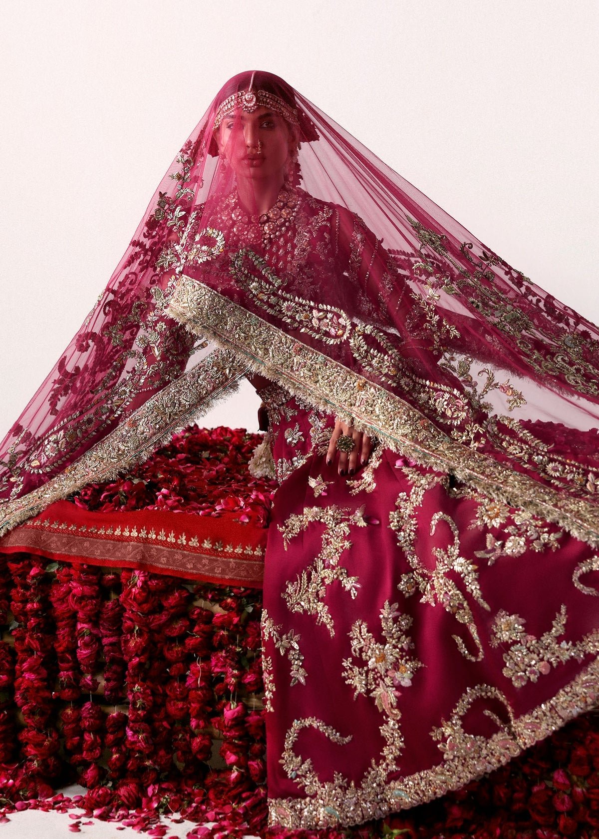 Hussain Rehar Hand Embellished Net Party Wear Suit - Designer Photoshoot Gallery Angle 8 | IQNAZ Couture