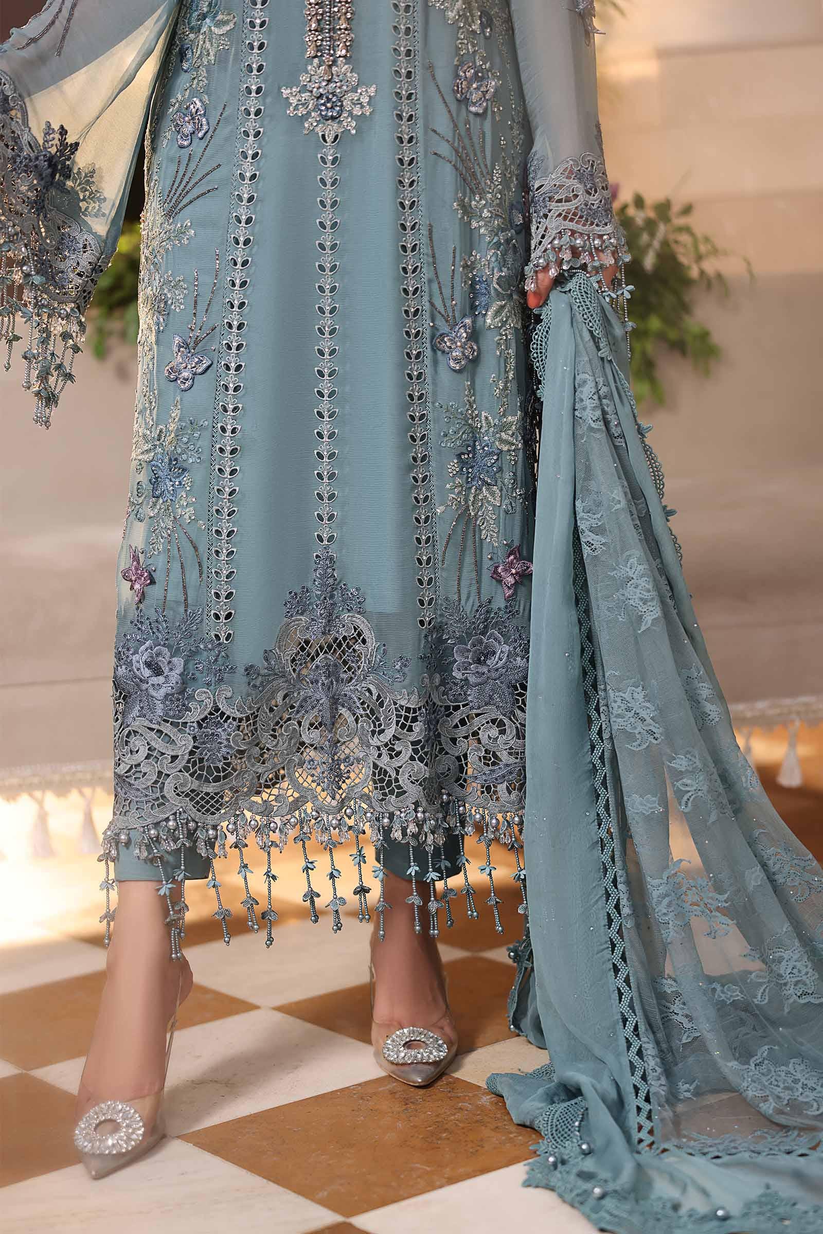 Maria B Embroidered Chiffon Party Wear Suit – Photoshoot Angle 8 Maria B Embroidered Chiffon Party Wear Suit - Designer Photoshoot Gallery Angle 8 | IQNAZ Couture