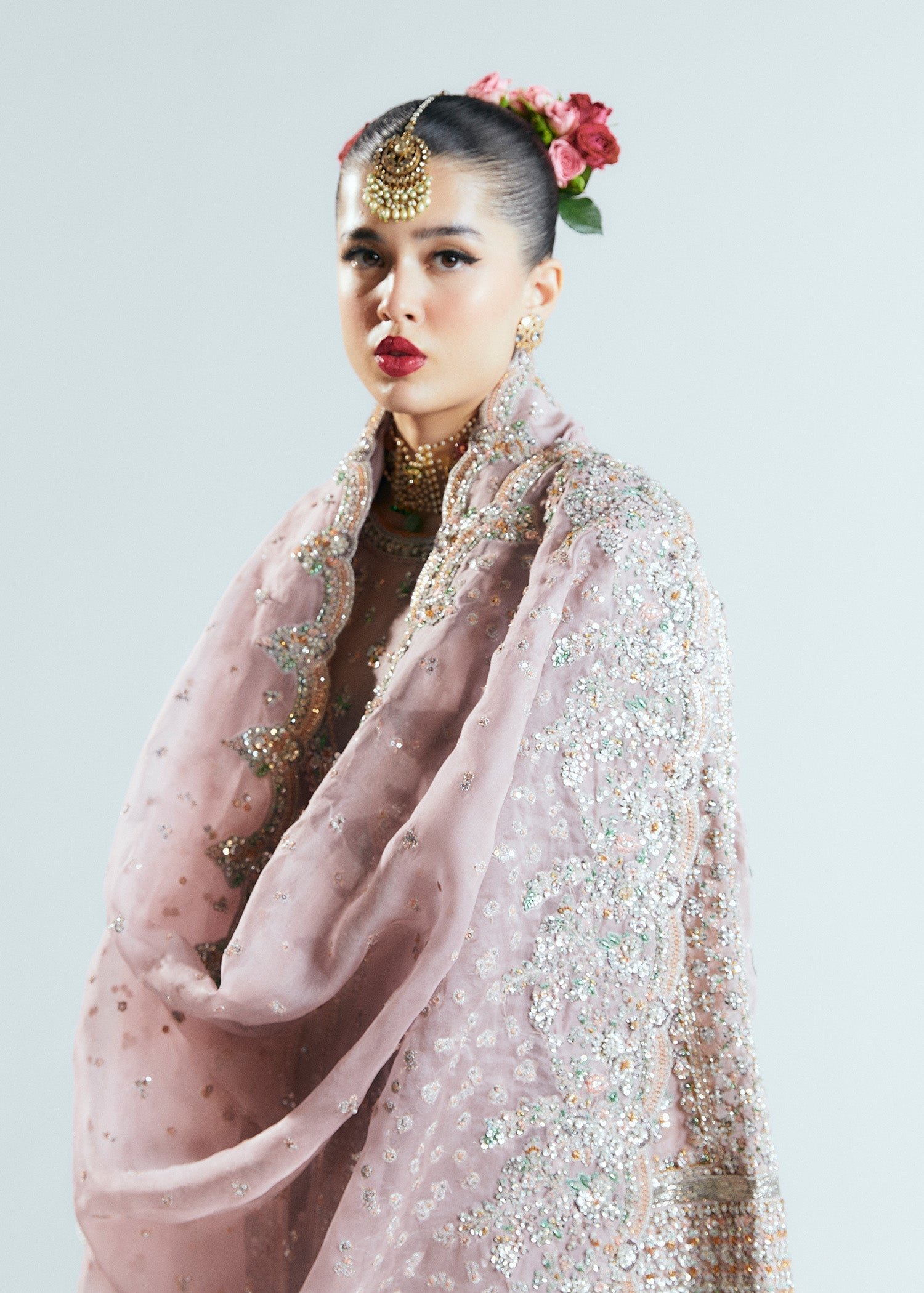 Faiza Saqlain Rosabelle Hand Embellished Organza Party Wear Suit - Designer Photoshoot Gallery Angle 7 | IQNAZ Couture