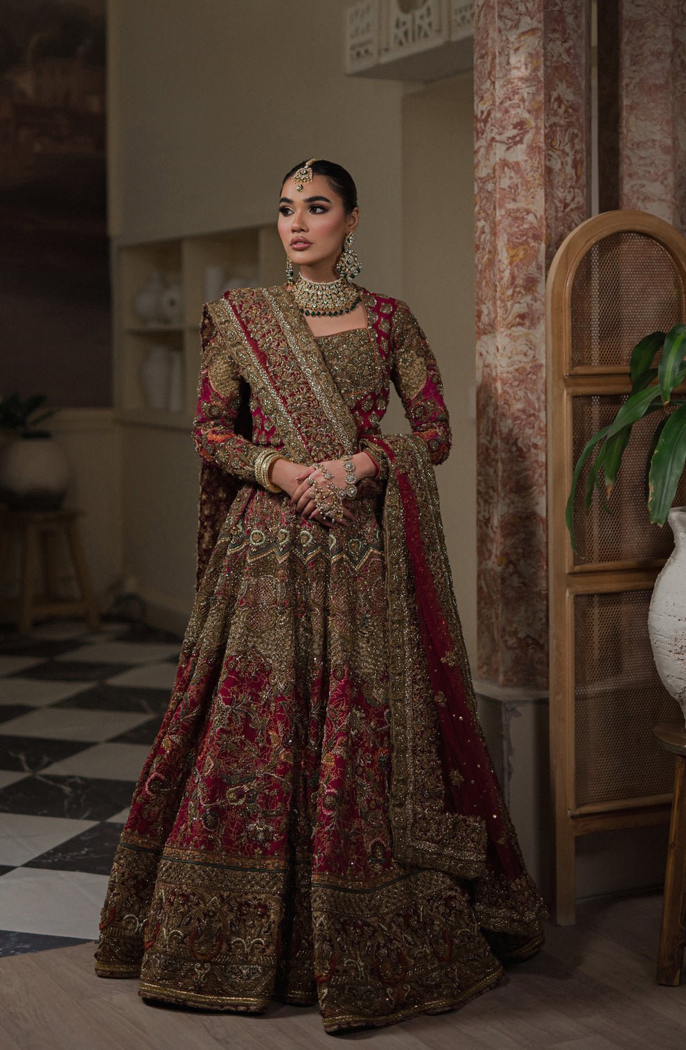 HSY Gul Hand Embellished Organza Party Wear Suit - Matching Bottom & Trouser Fabric Details | IQNAZ