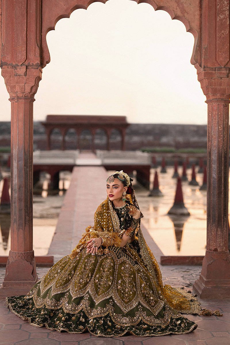 Mohsin Naveed Ranjha Afsana Hand Embellished Silk Party Wear Suit - Designer Photoshoot Gallery Angle 7 | IQNAZ Couture